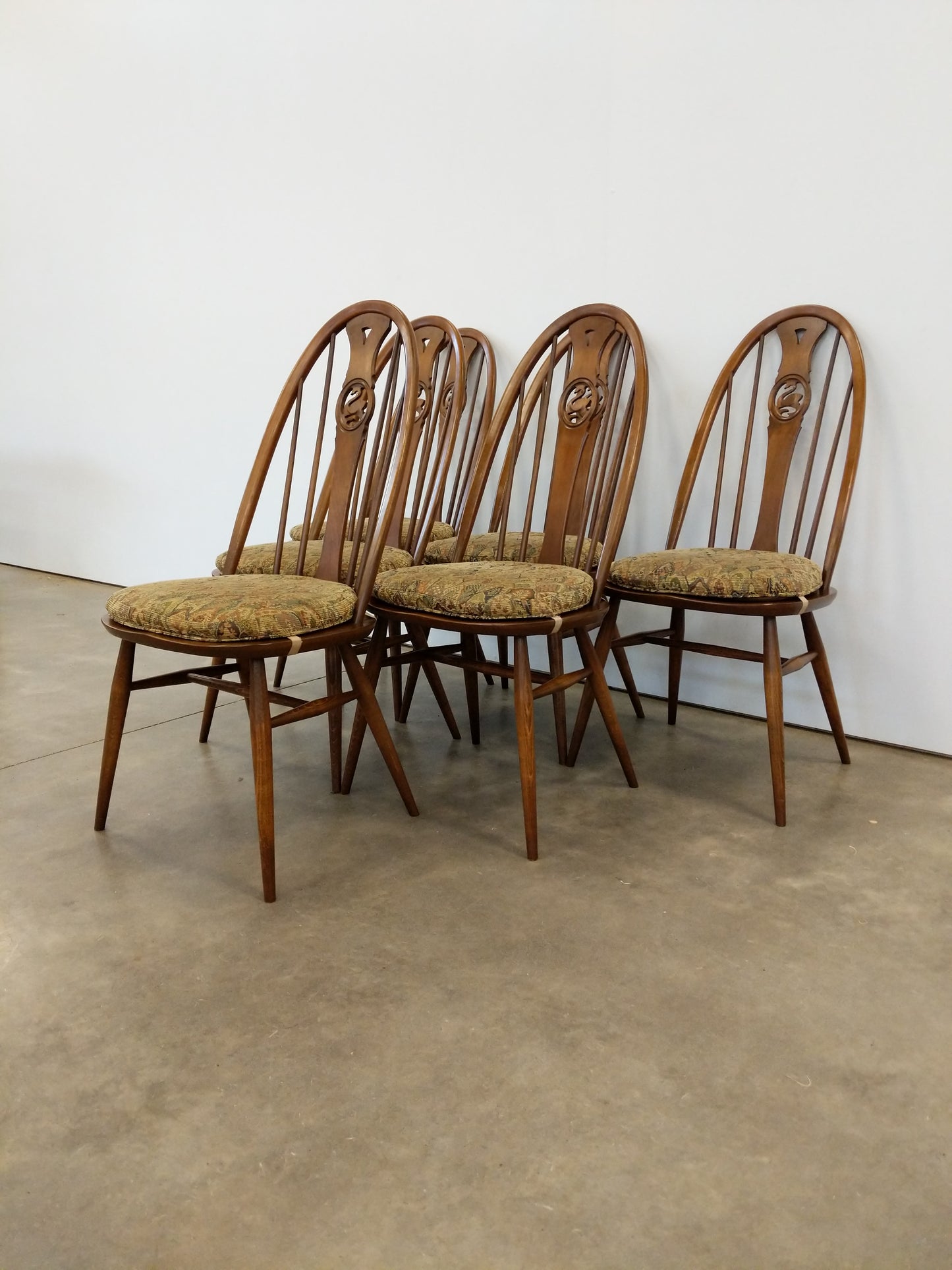 Set of 6 Vintage Mid Century Modern Dining Chairs by Ercol