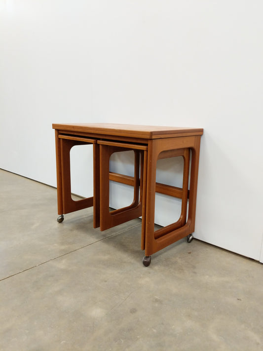 Set of Vintage Mid Century Modern Teak Triform Nesting Tables by McIntosh