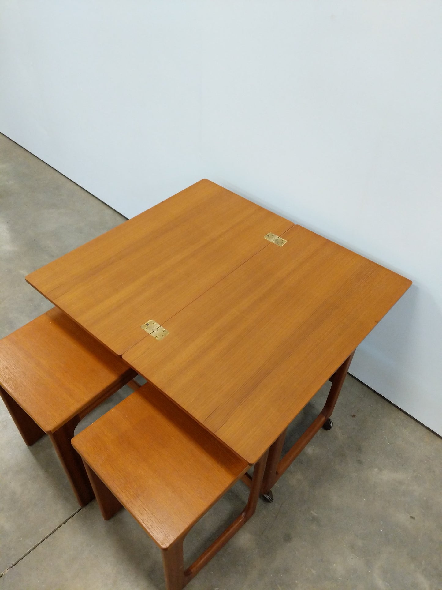 Set of Vintage Mid Century Modern Teak Triform Nesting Tables by McIntosh