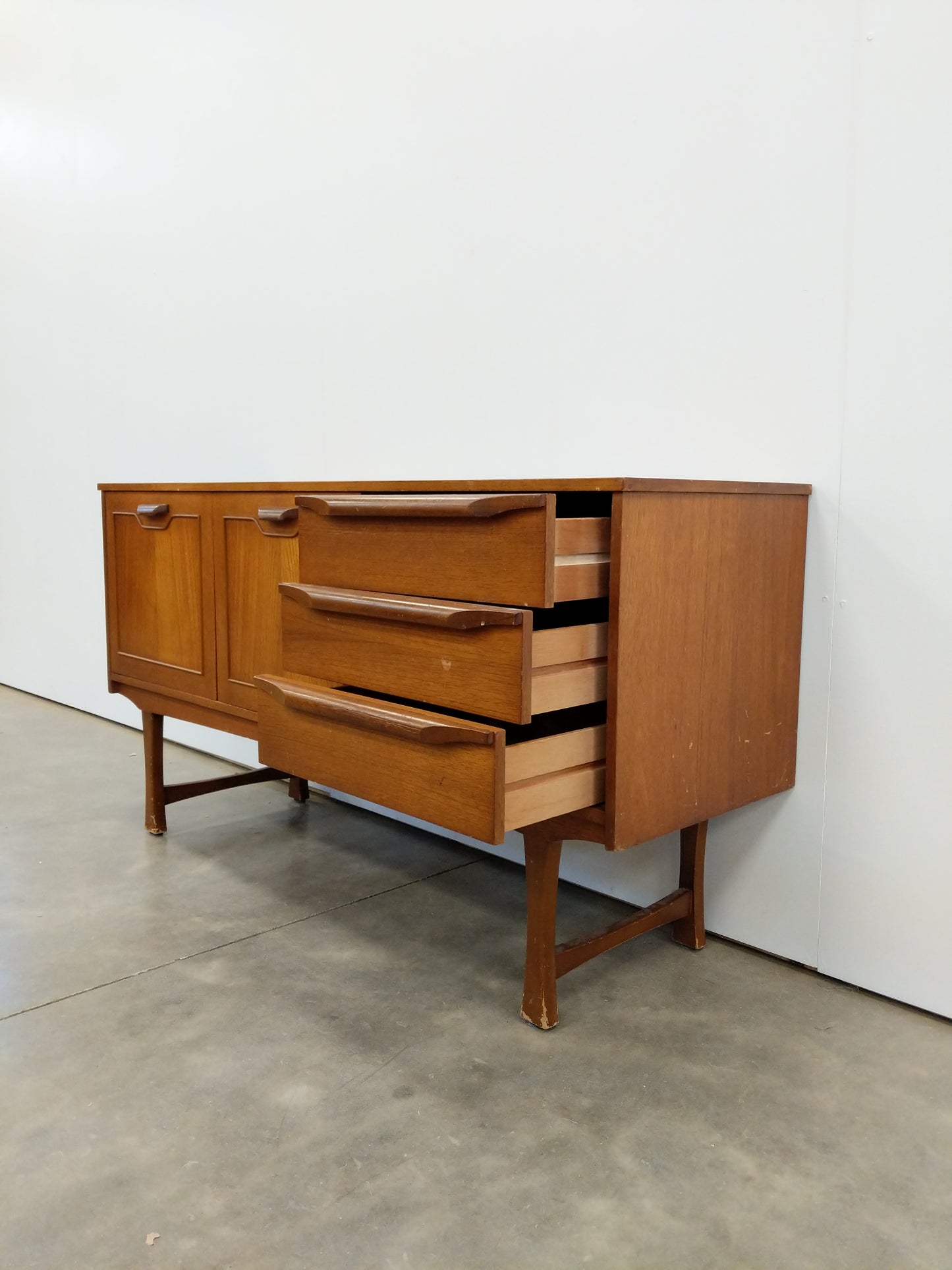 Vintage Mid Century Modern Teak Credenza by Stonehill