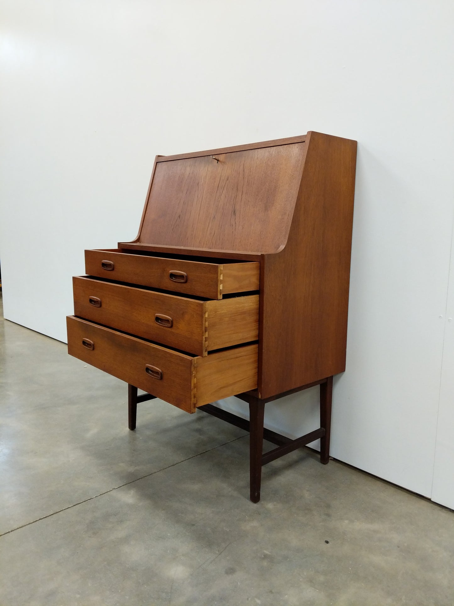 Vintage Mid Century Modern Teak Secretary Desk