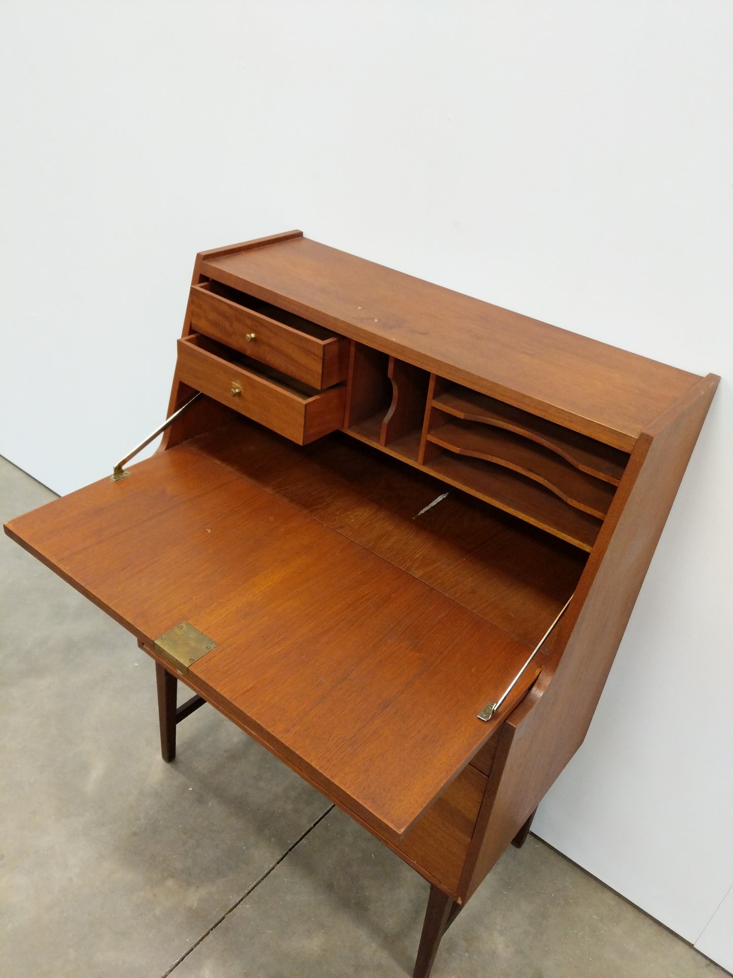 Vintage Mid Century Modern Teak Secretary Desk