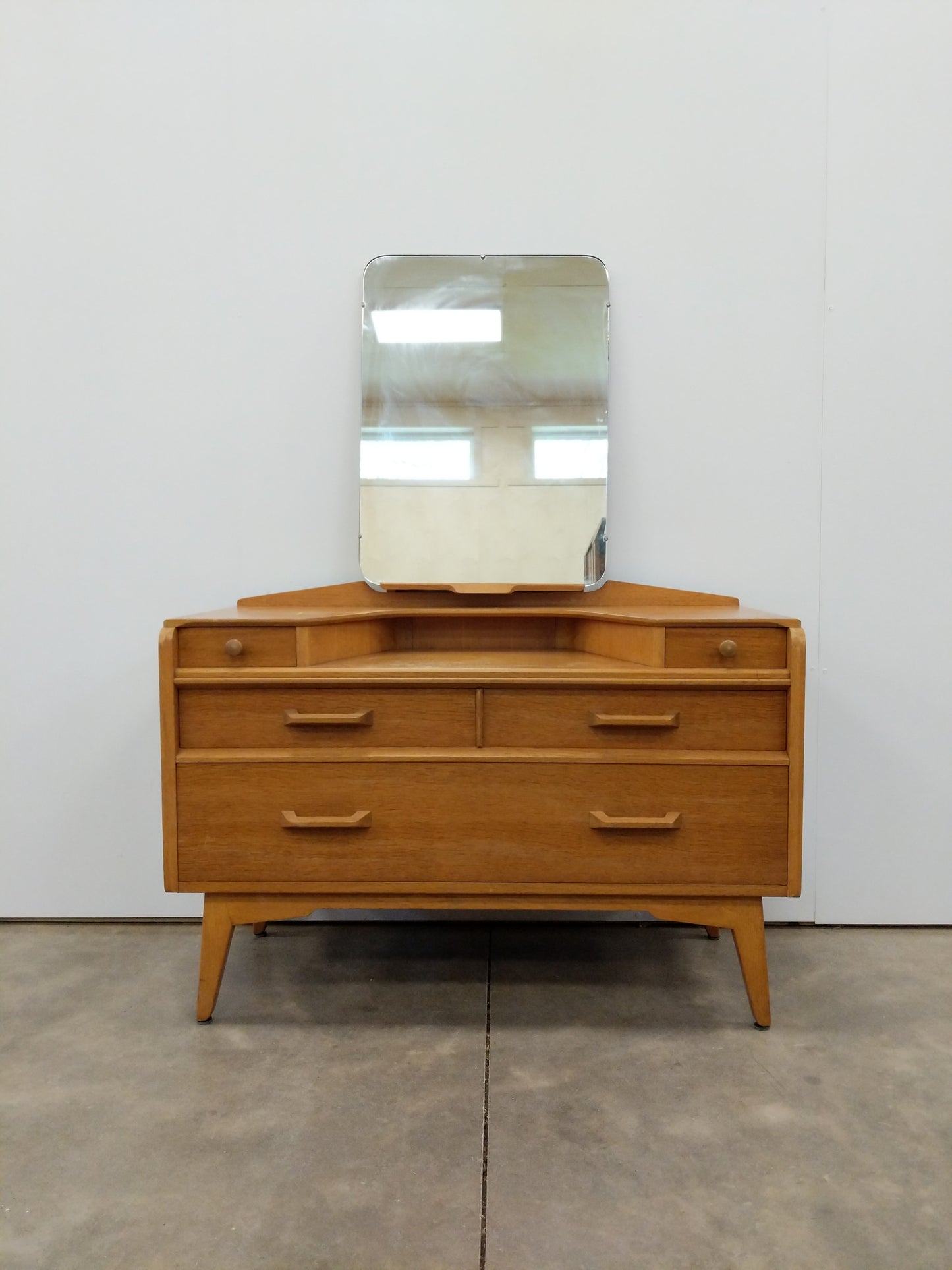 Vintage Mid Century Modern Oak Dressing Table with Mirror by G Plan