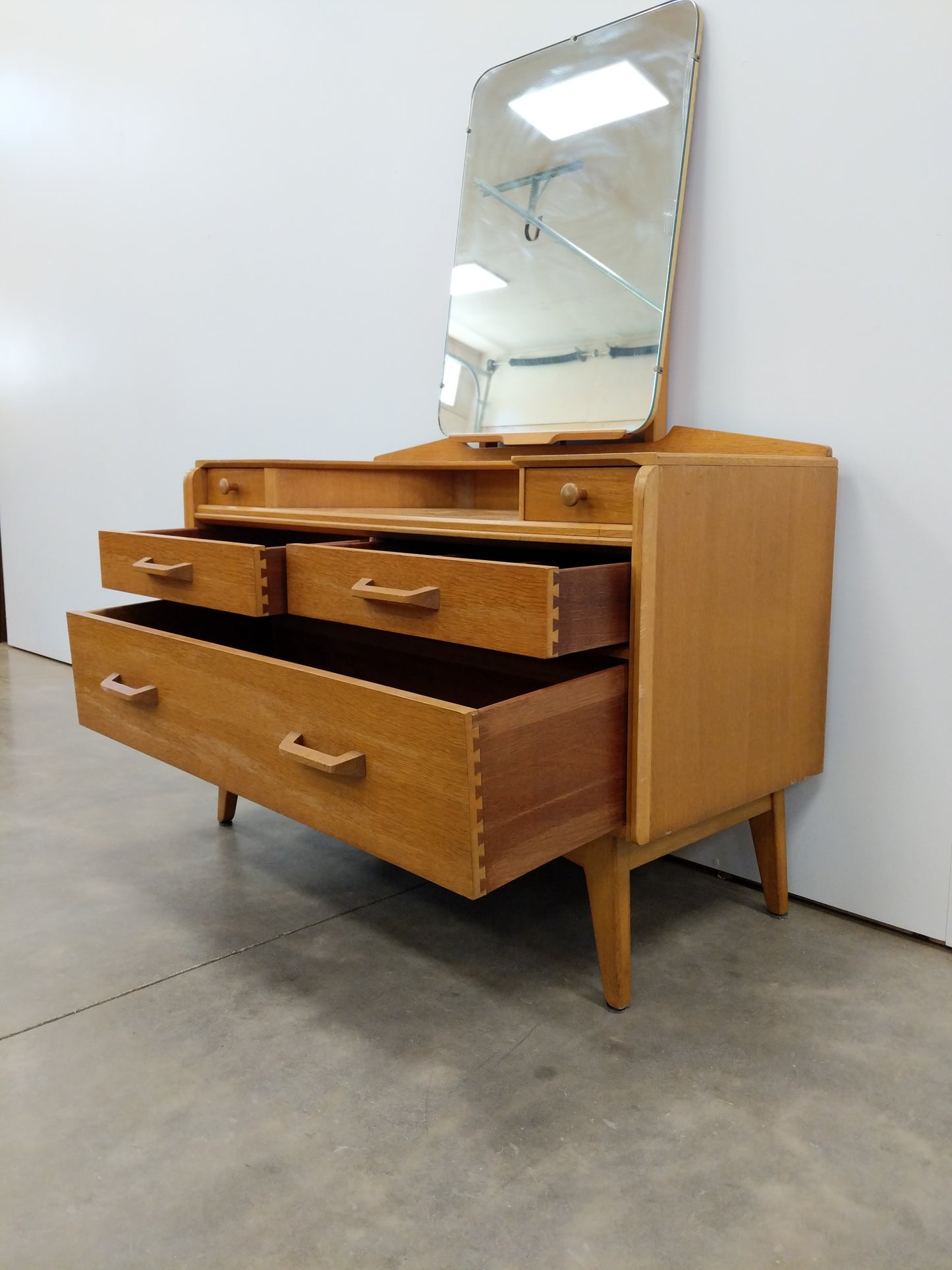 Vintage Mid Century Modern Oak Dressing Table with Mirror by G Plan