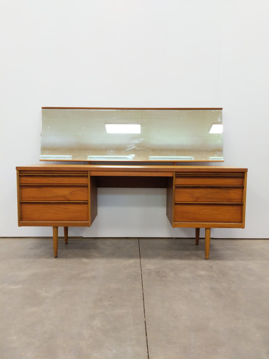 Vintage Mid Century Modern Teak Dressing Table / Desk with Mirror by Austinsuite