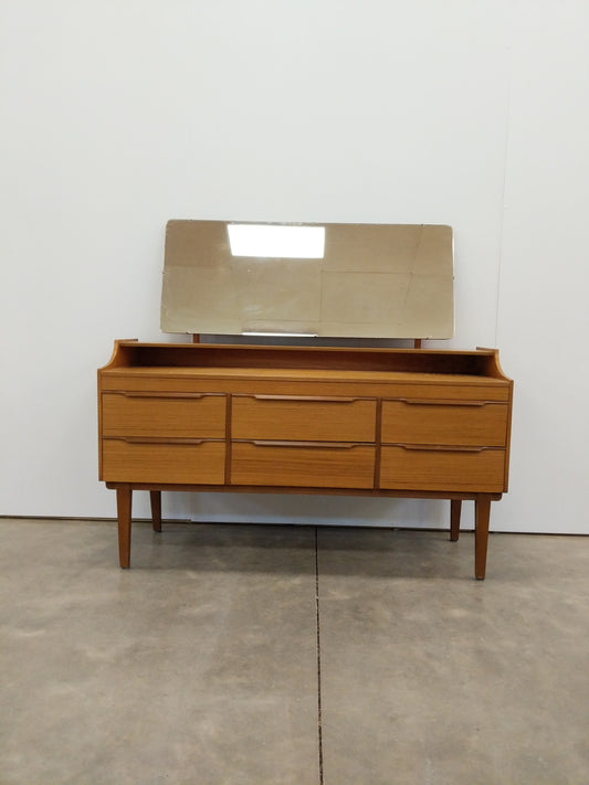 Vintage Mid Century Modern Teak Dresser with Mirror