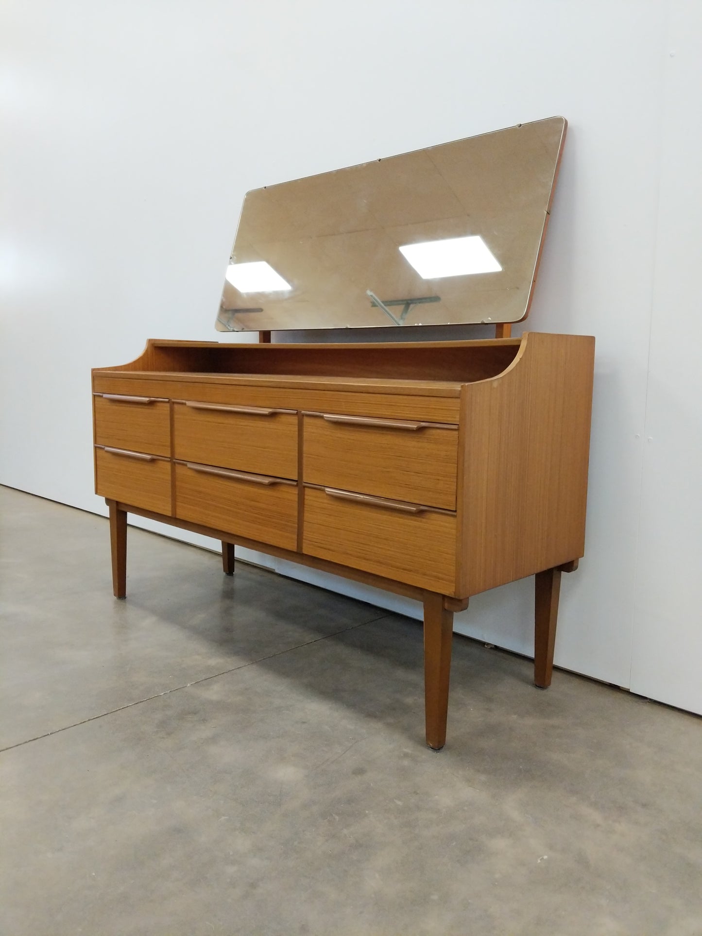Vintage Mid Century Modern Teak Dresser with Mirror