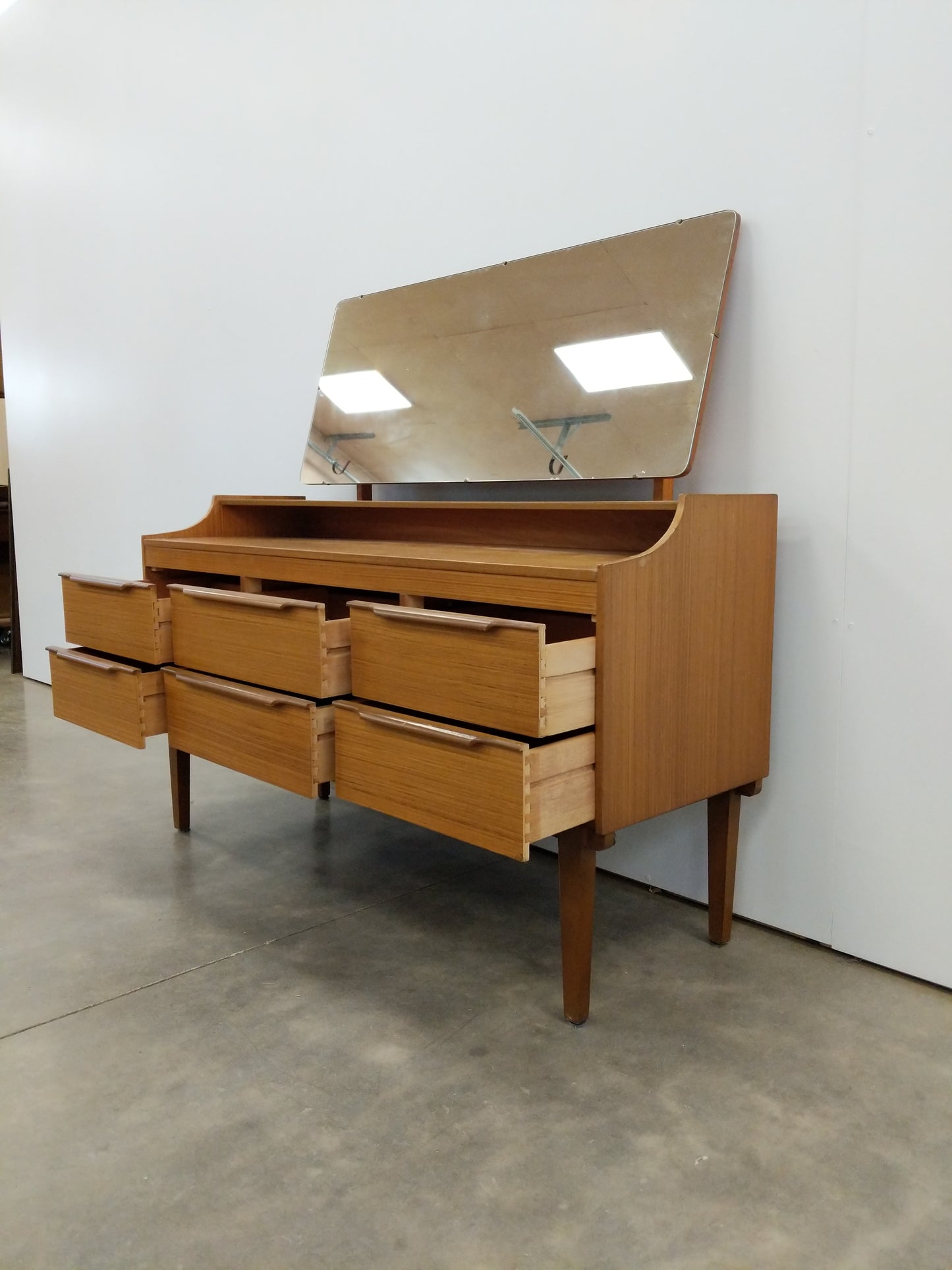 Vintage Mid Century Modern Teak Dresser with Mirror
