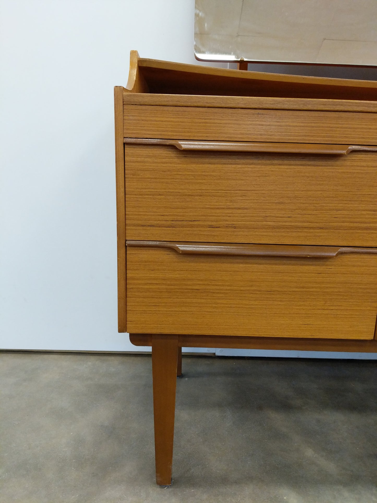 Vintage Mid Century Modern Teak Dresser with Mirror