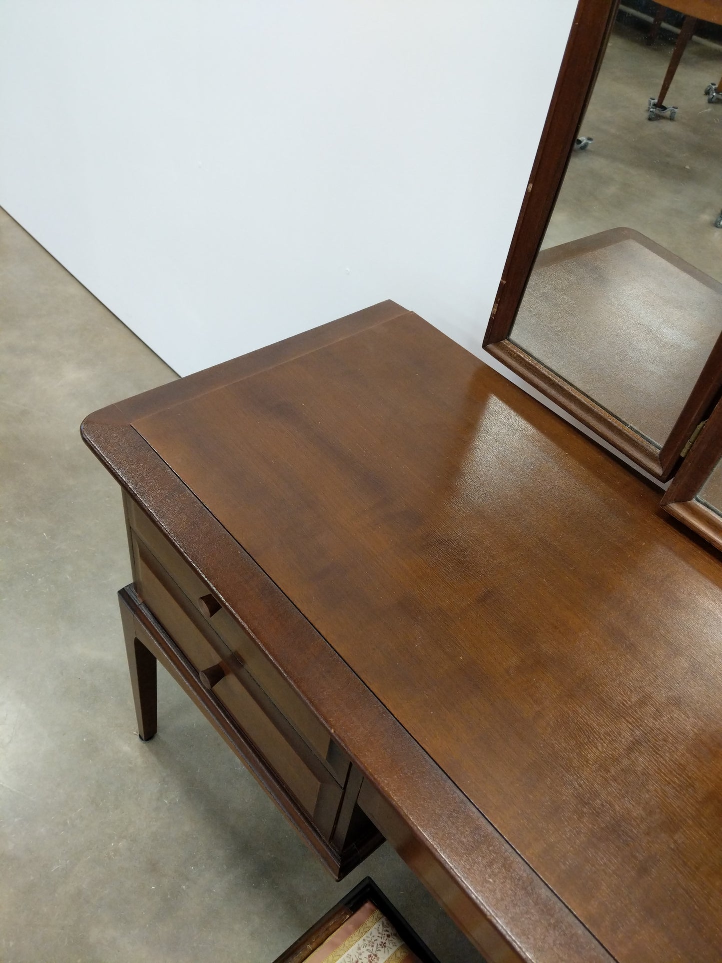 Vintage Mid Century Modern Dressing Table / Desk with Stool by Stag