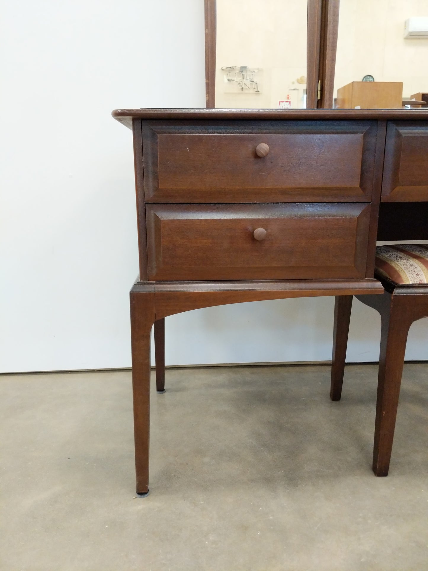 Vintage Mid Century Modern Dressing Table / Desk with Stool by Stag