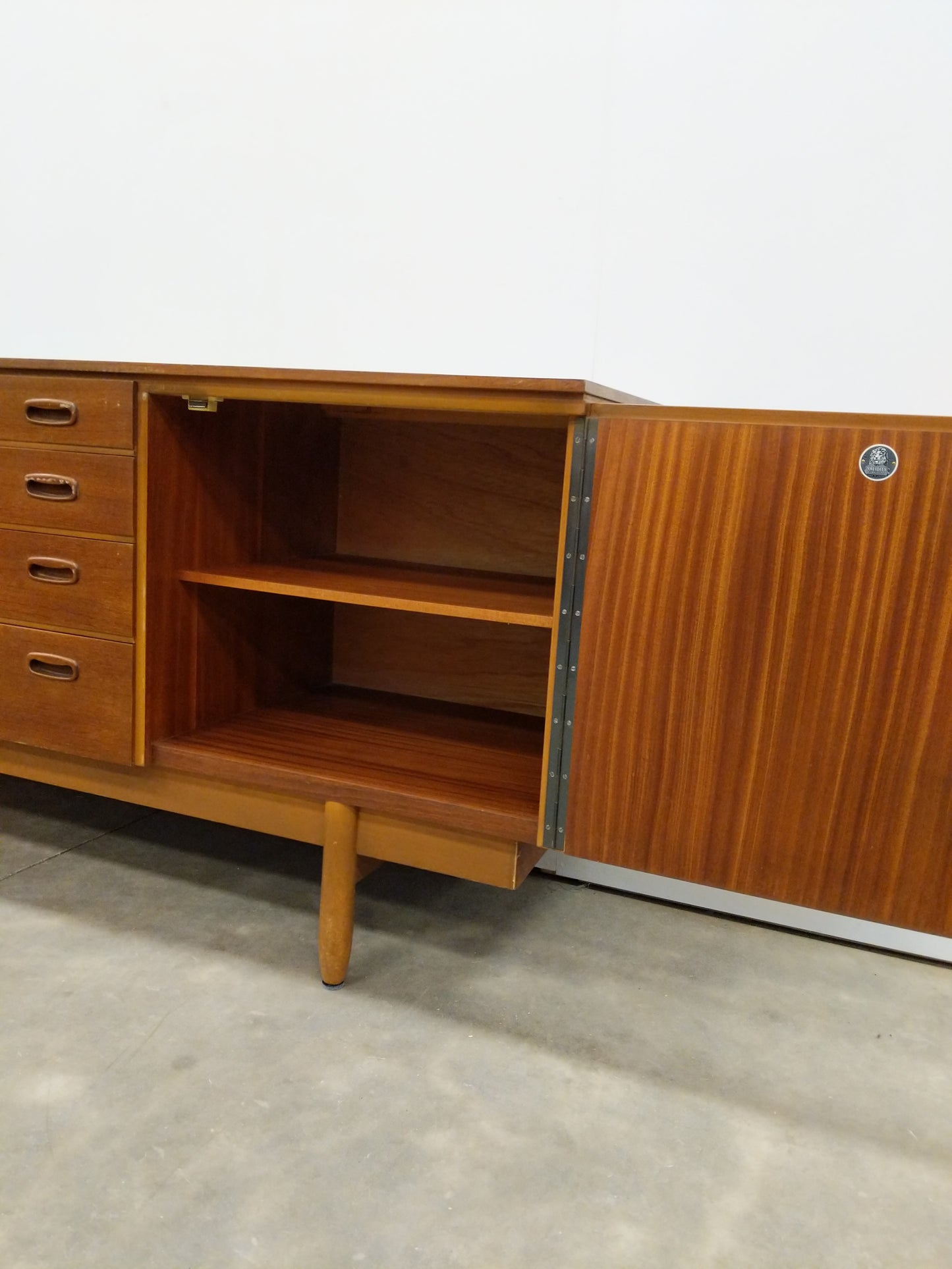 Vintage Mid Century Modern Teak Credenza by Validity Furniture