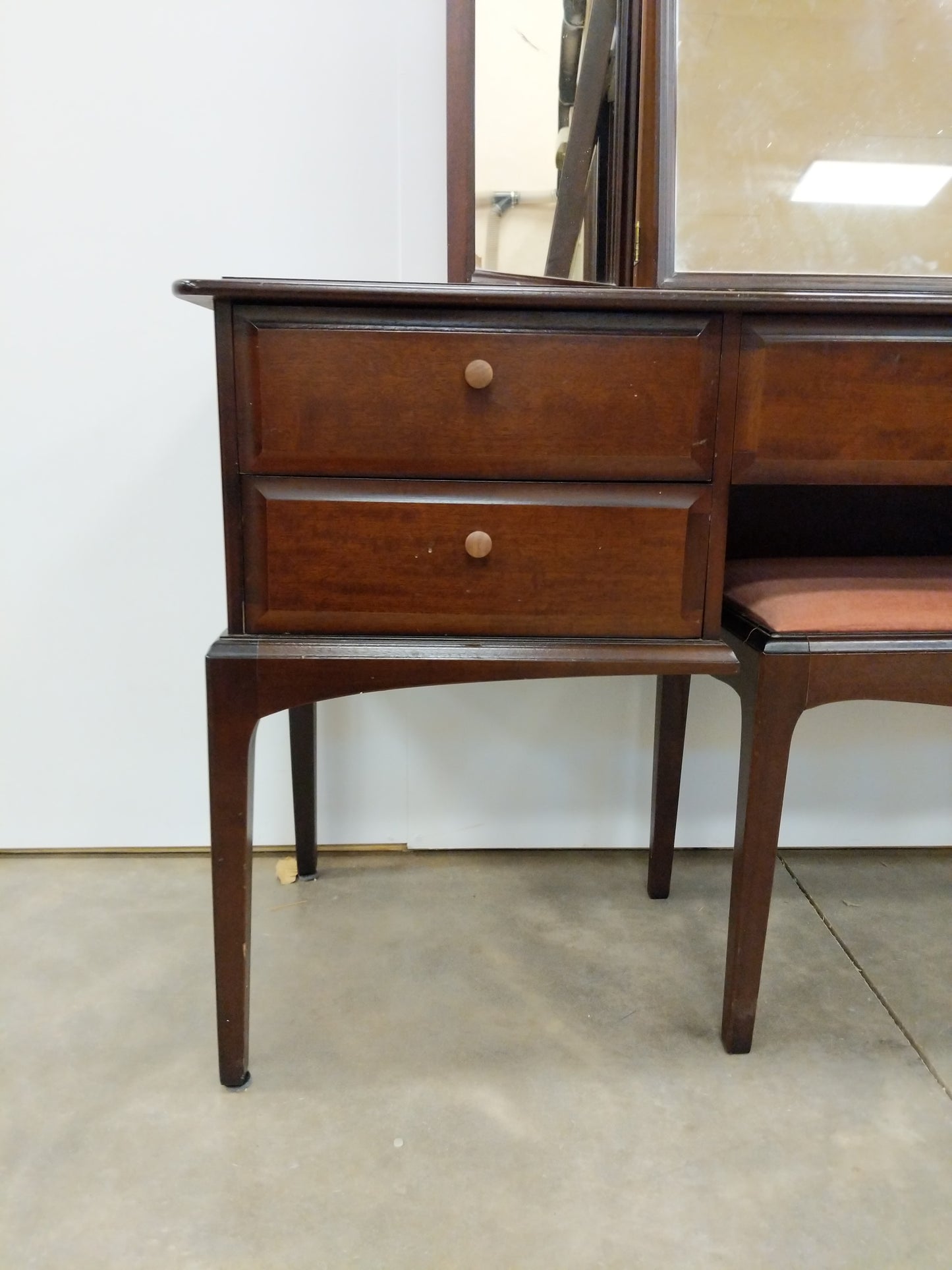 Vintage Mid Century Modern Dressing Table / Desk with Stool by Stag
