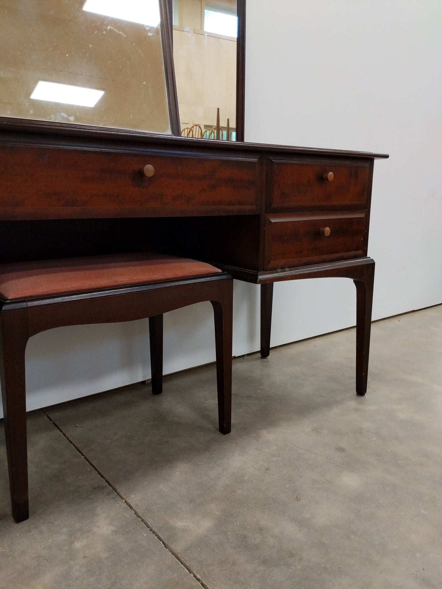 Vintage Mid Century Modern Dressing Table / Desk with Stool by Stag