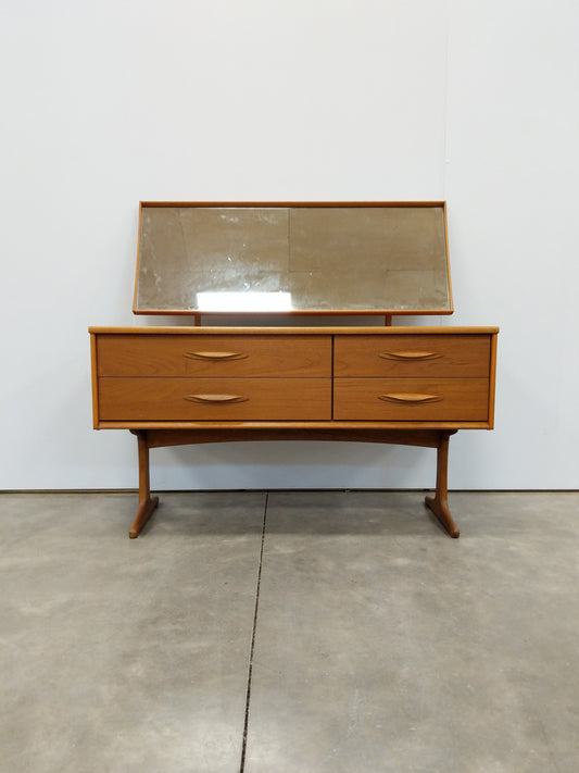Vintage Mid Century Modern Teak Dressing Table with Mirror