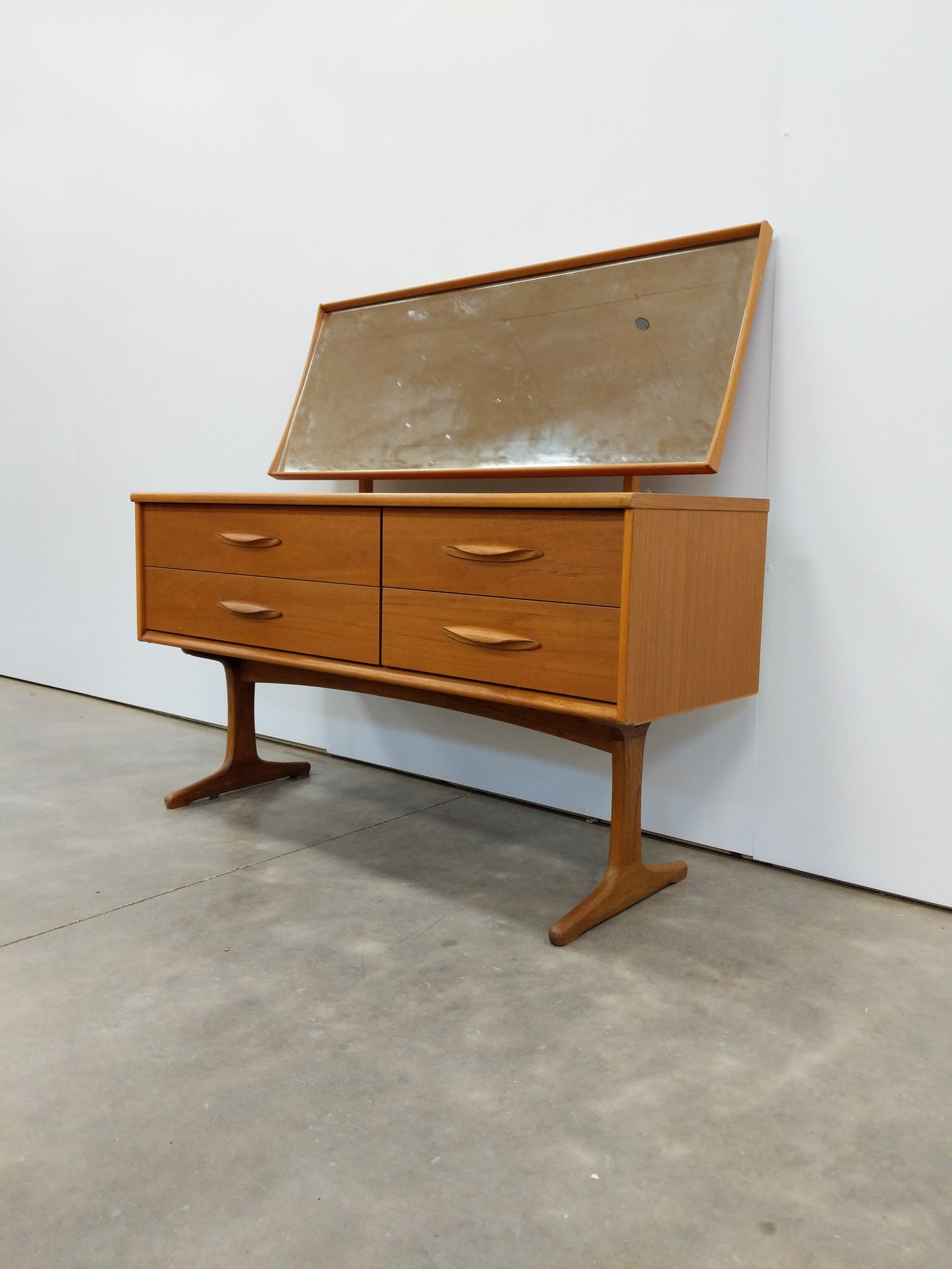 Vintage Mid Century Modern Teak Dressing Table with Mirror