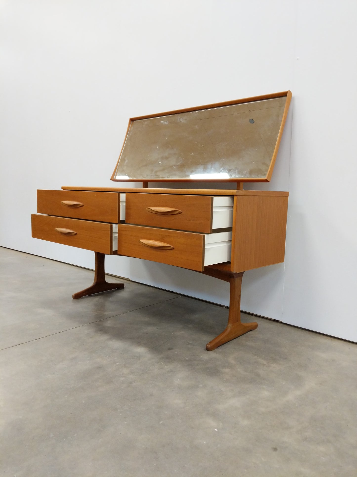 Vintage Mid Century Modern Teak Dressing Table with Mirror