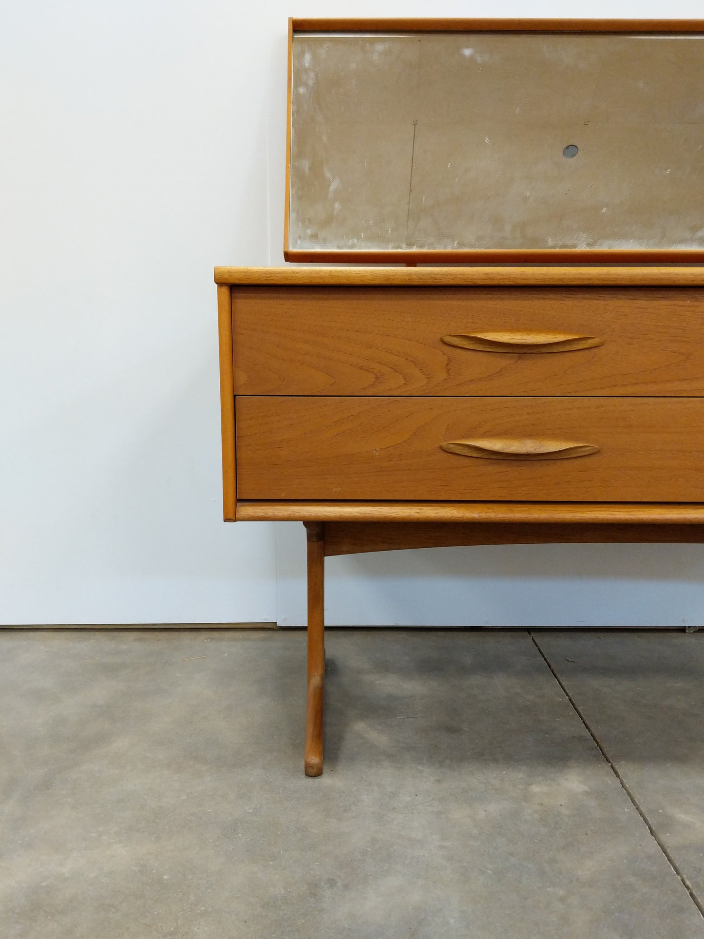 Vintage Mid Century Modern Teak Dressing Table with Mirror