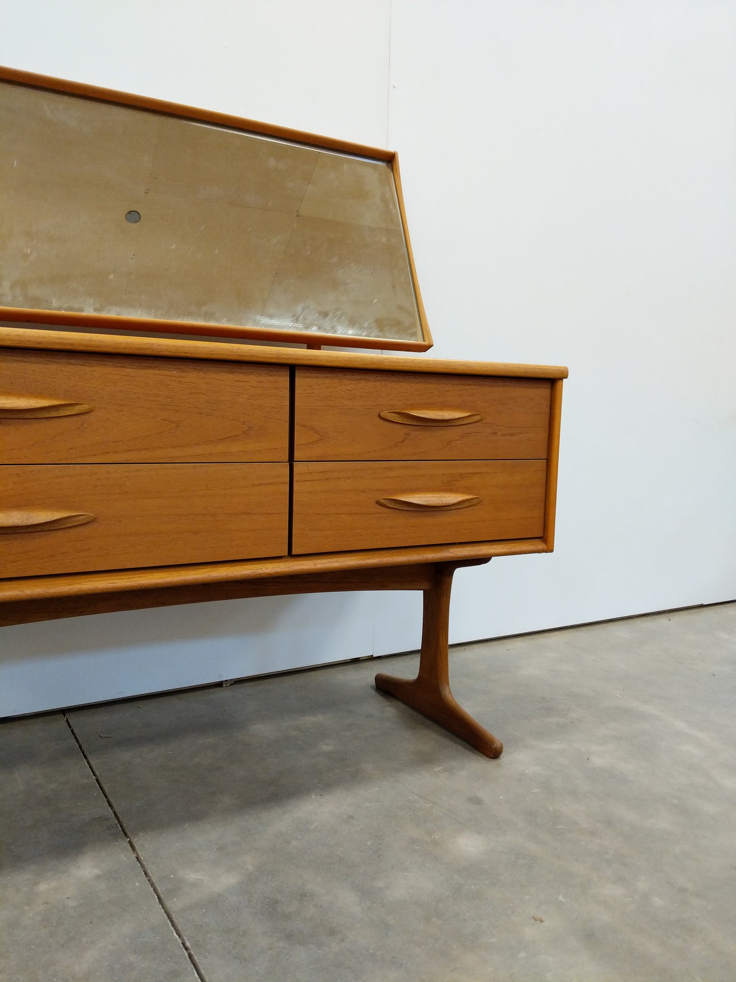Vintage Mid Century Modern Teak Dressing Table with Mirror