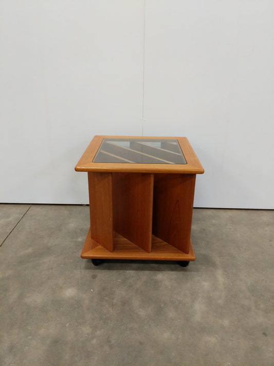 Vintage Mid Century Modern Teak Side Table with Record Storage by G Plan