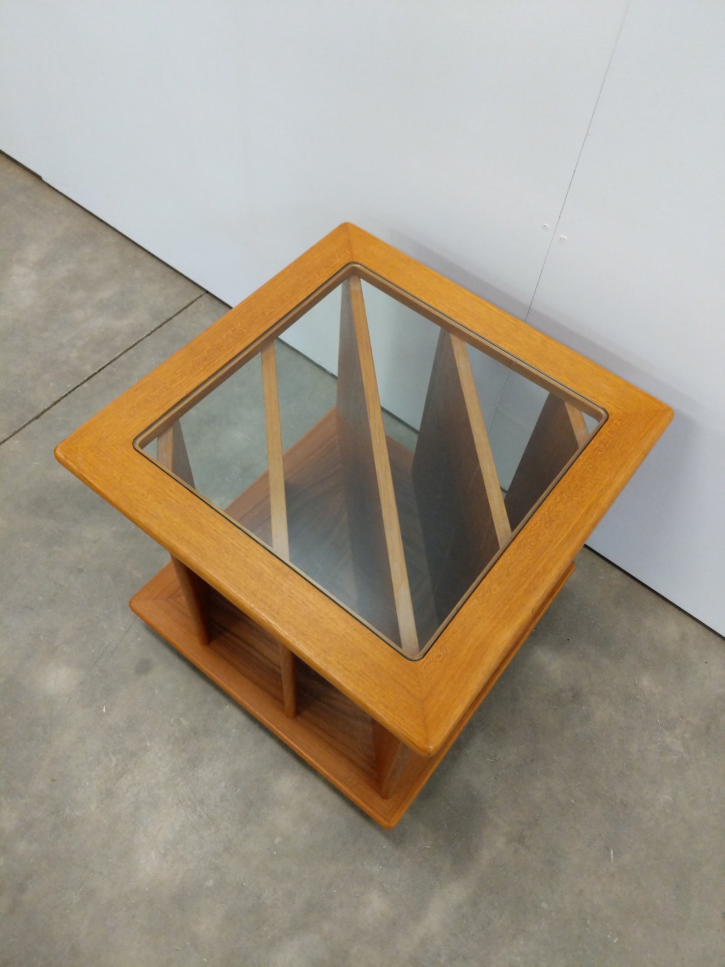 Vintage Mid Century Modern Teak Side Table with Record Storage by G Plan