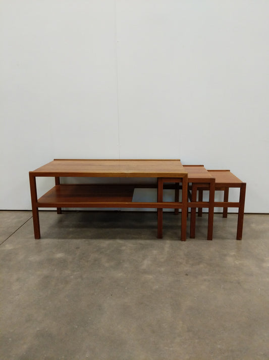 Set of Vintage Mid Century Modern Teak Nesting Coffee Table by McIntosh
