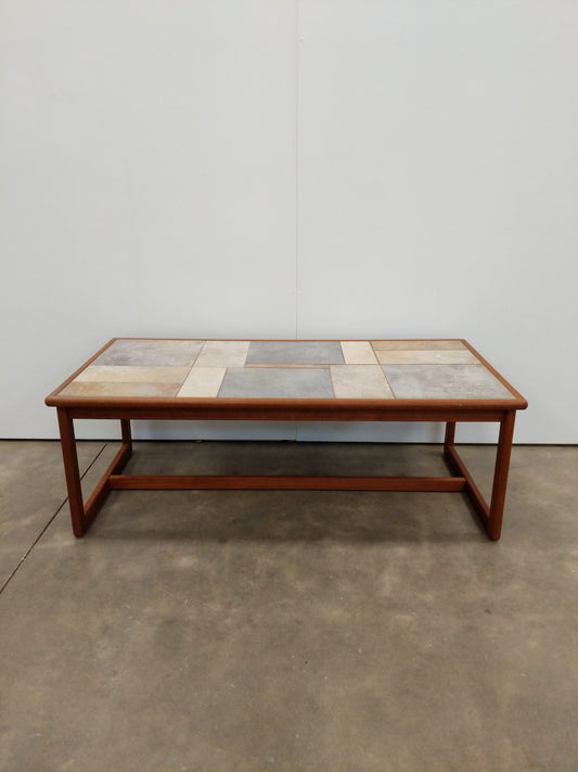 Vintage Danish Modern Teak and Tile Coffee Table by Toften