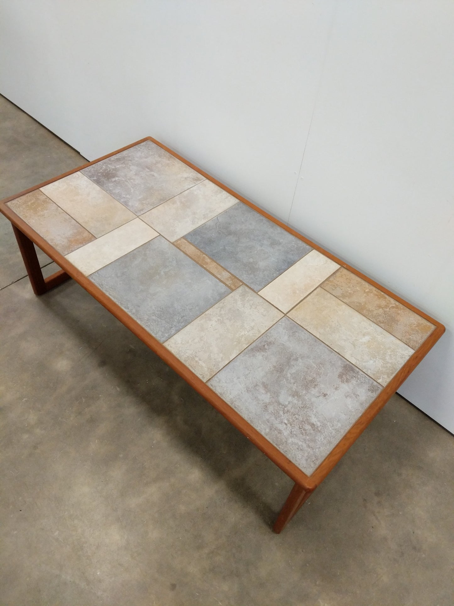 Vintage Danish Modern Teak and Tile Coffee Table by Toften