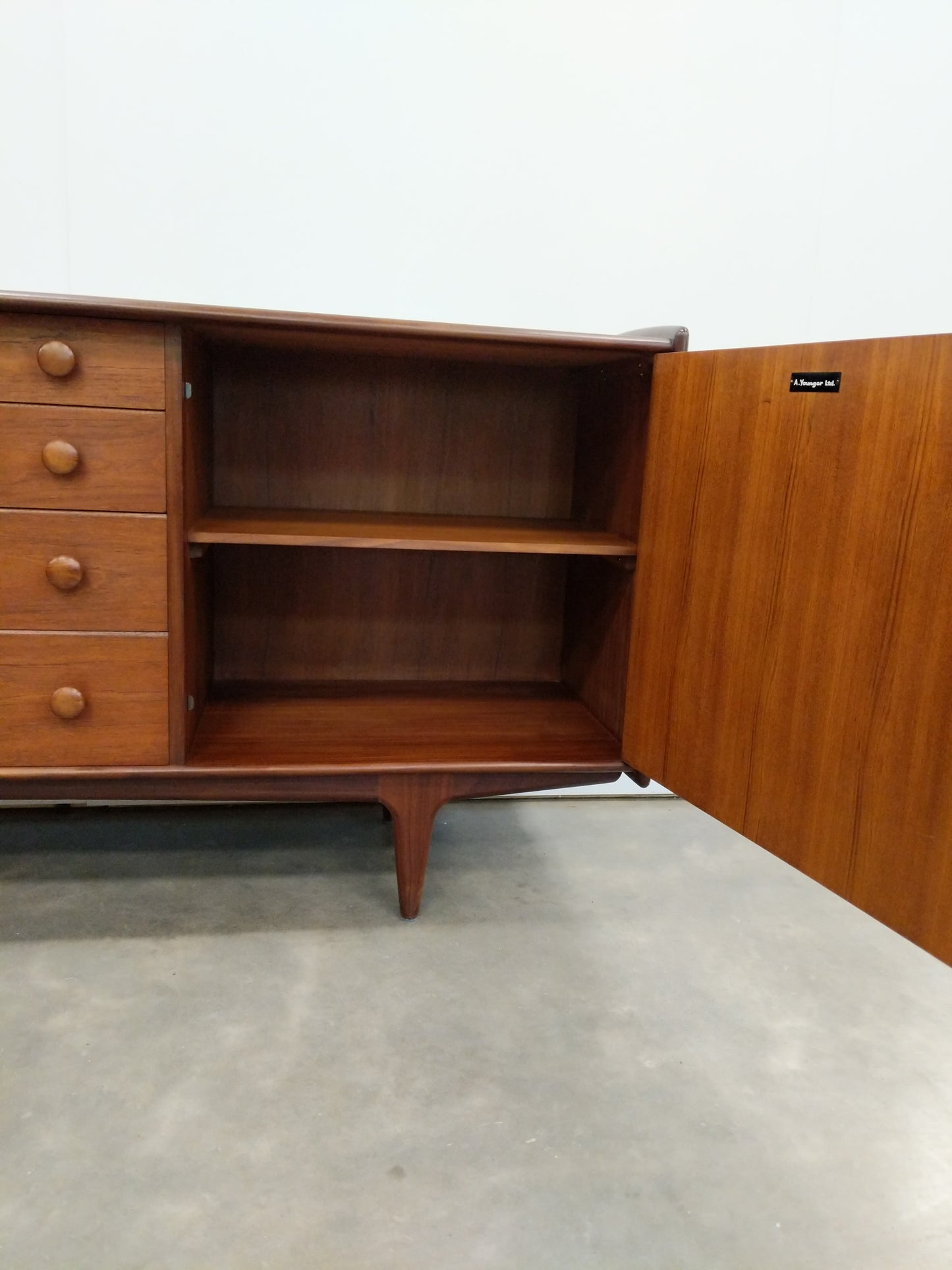 Vintage Mid Century Modern Teak Credenza by A. Younger