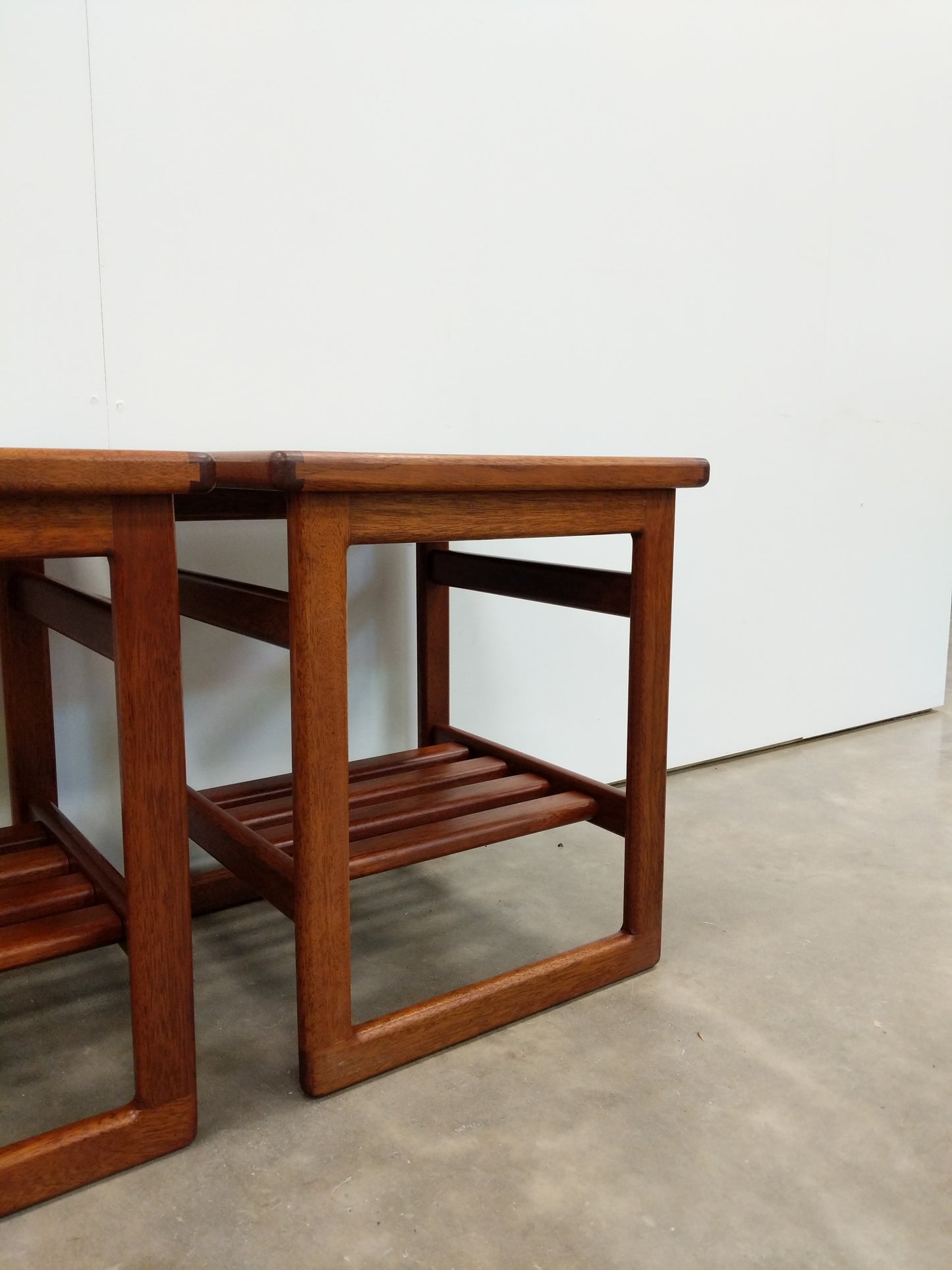 Pair of Vintage Mid Century Modern Teak and Tile Side Tables