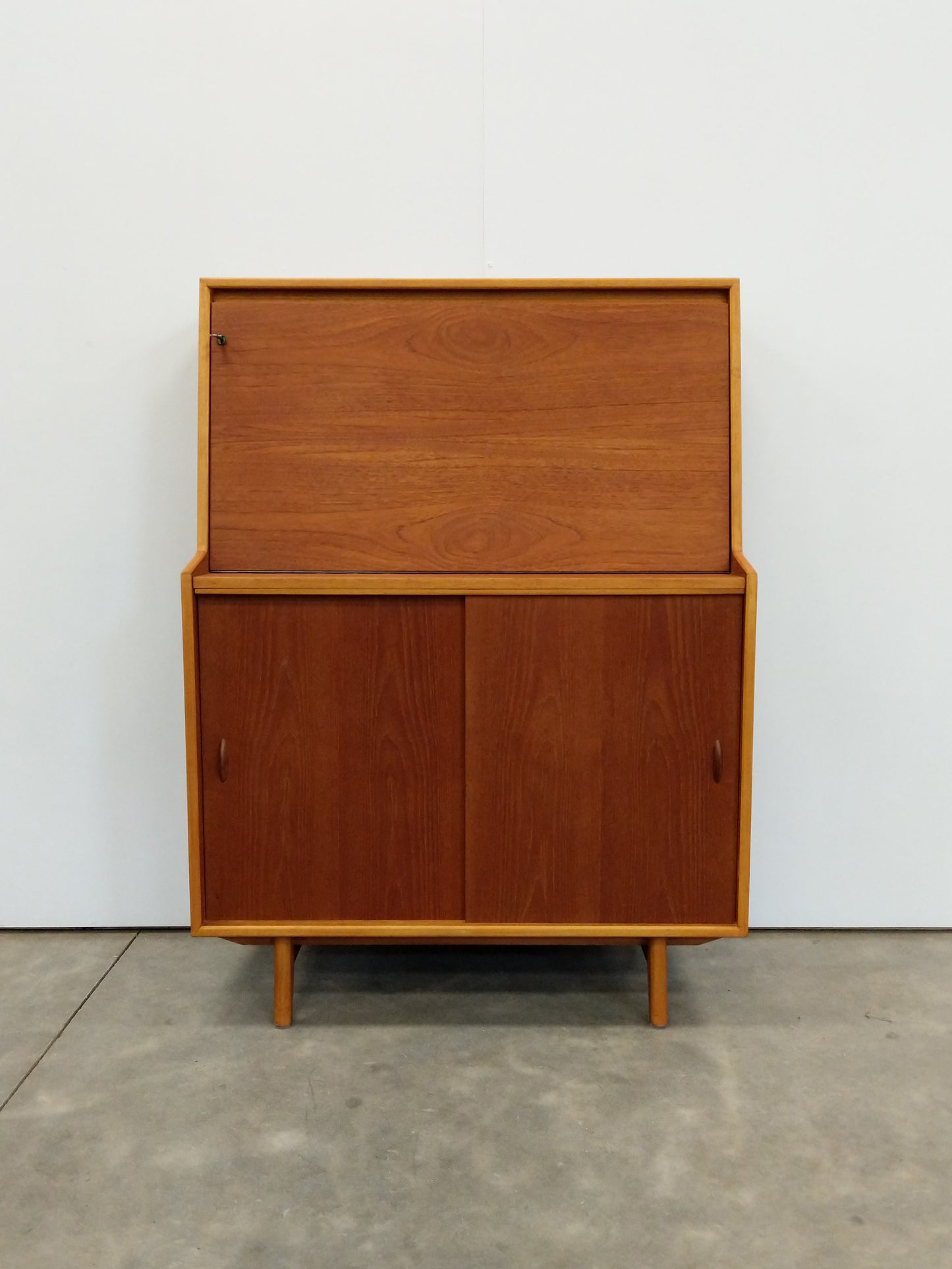 Vintage Mid Century Modern Teak Secretary Desk by Herbert E. Gibbs