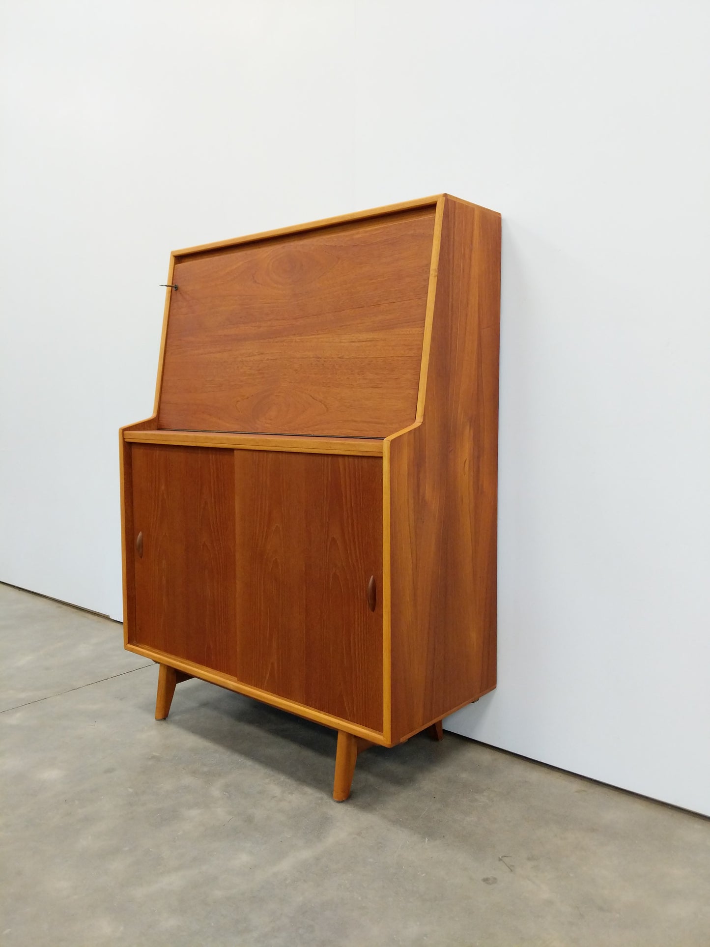 Vintage Mid Century Modern Teak Secretary Desk by Herbert E. Gibbs