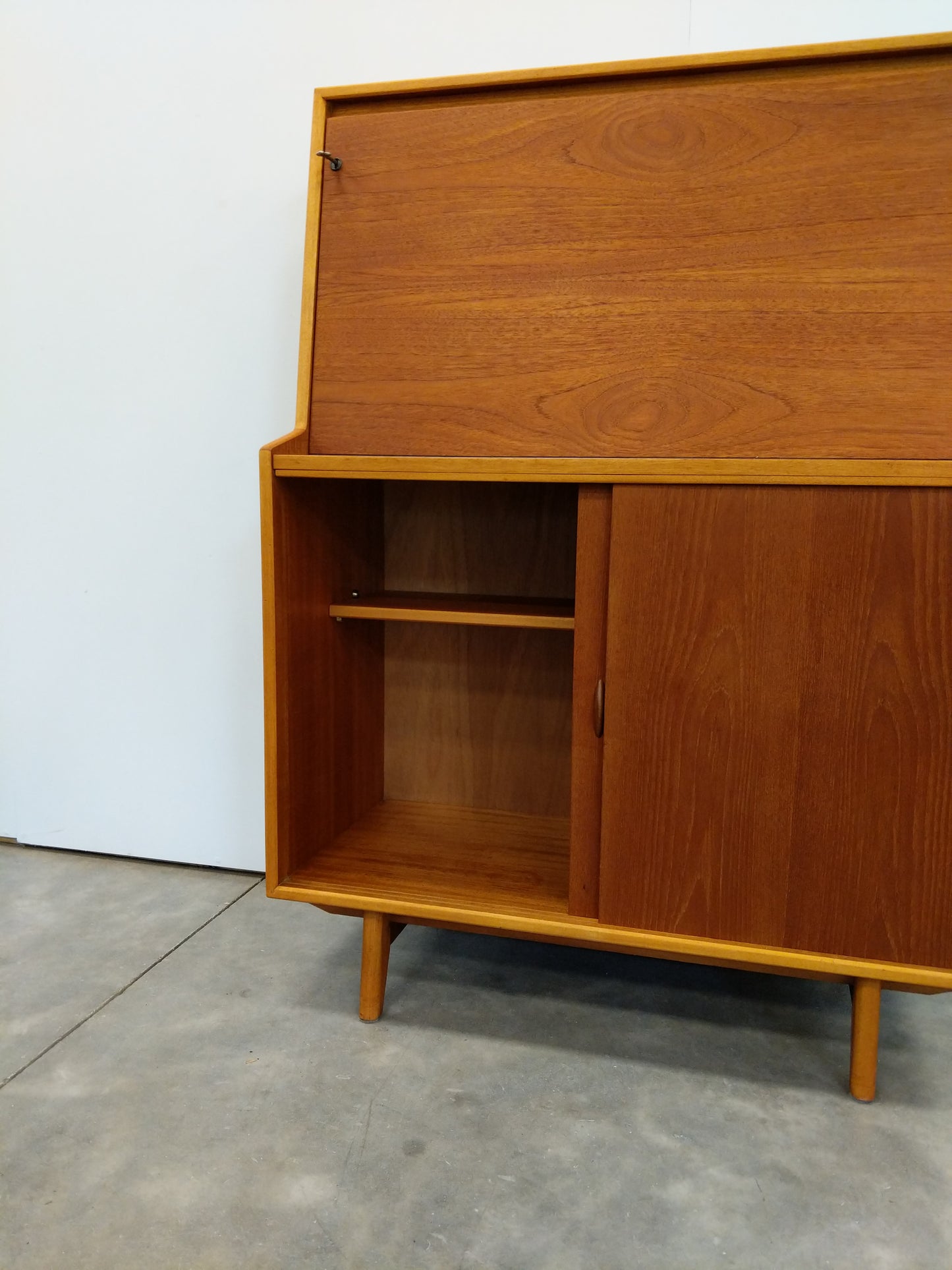 Vintage Mid Century Modern Teak Secretary Desk by Herbert E. Gibbs