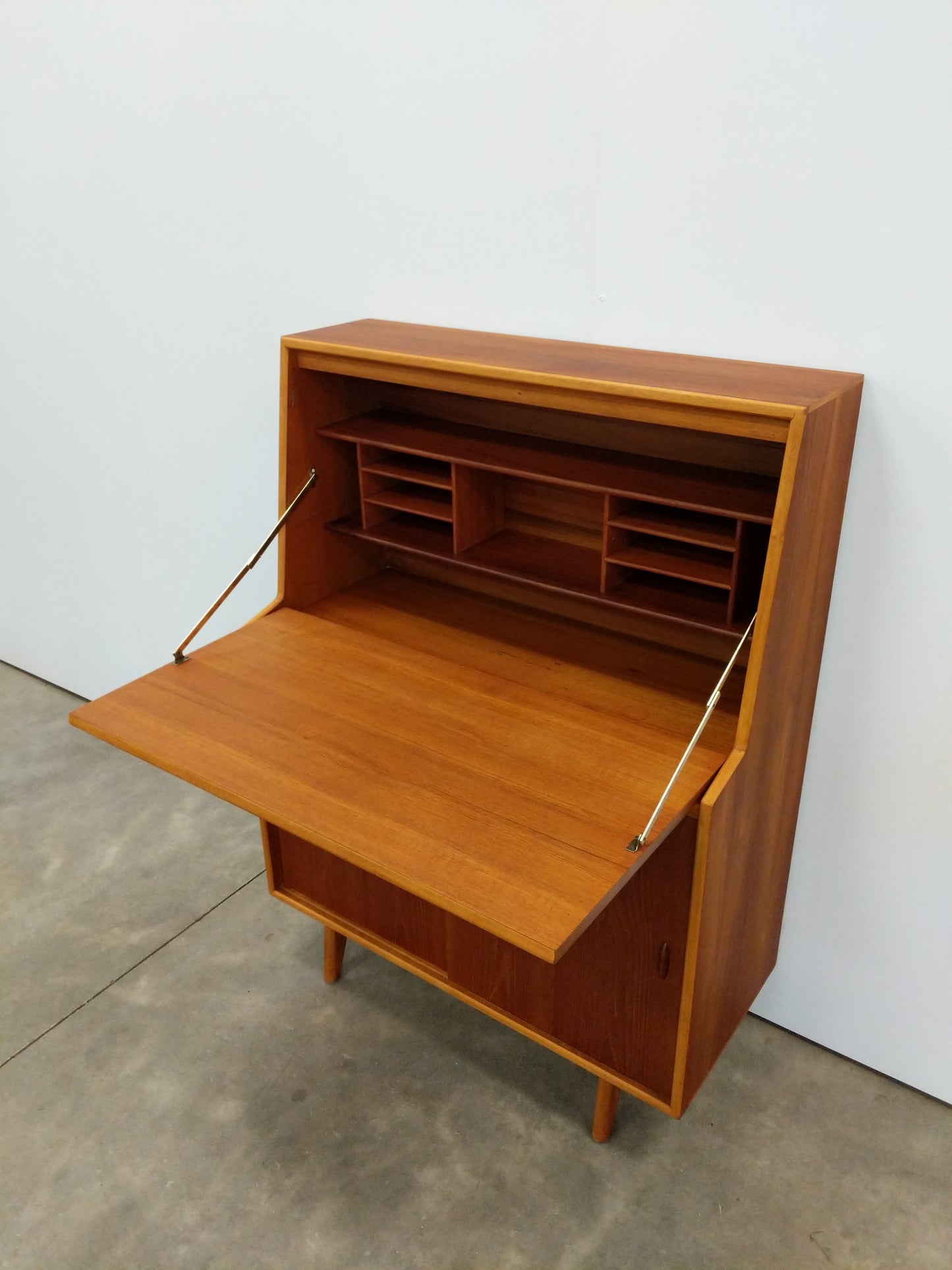 Vintage Mid Century Modern Teak Secretary Desk by Herbert E. Gibbs