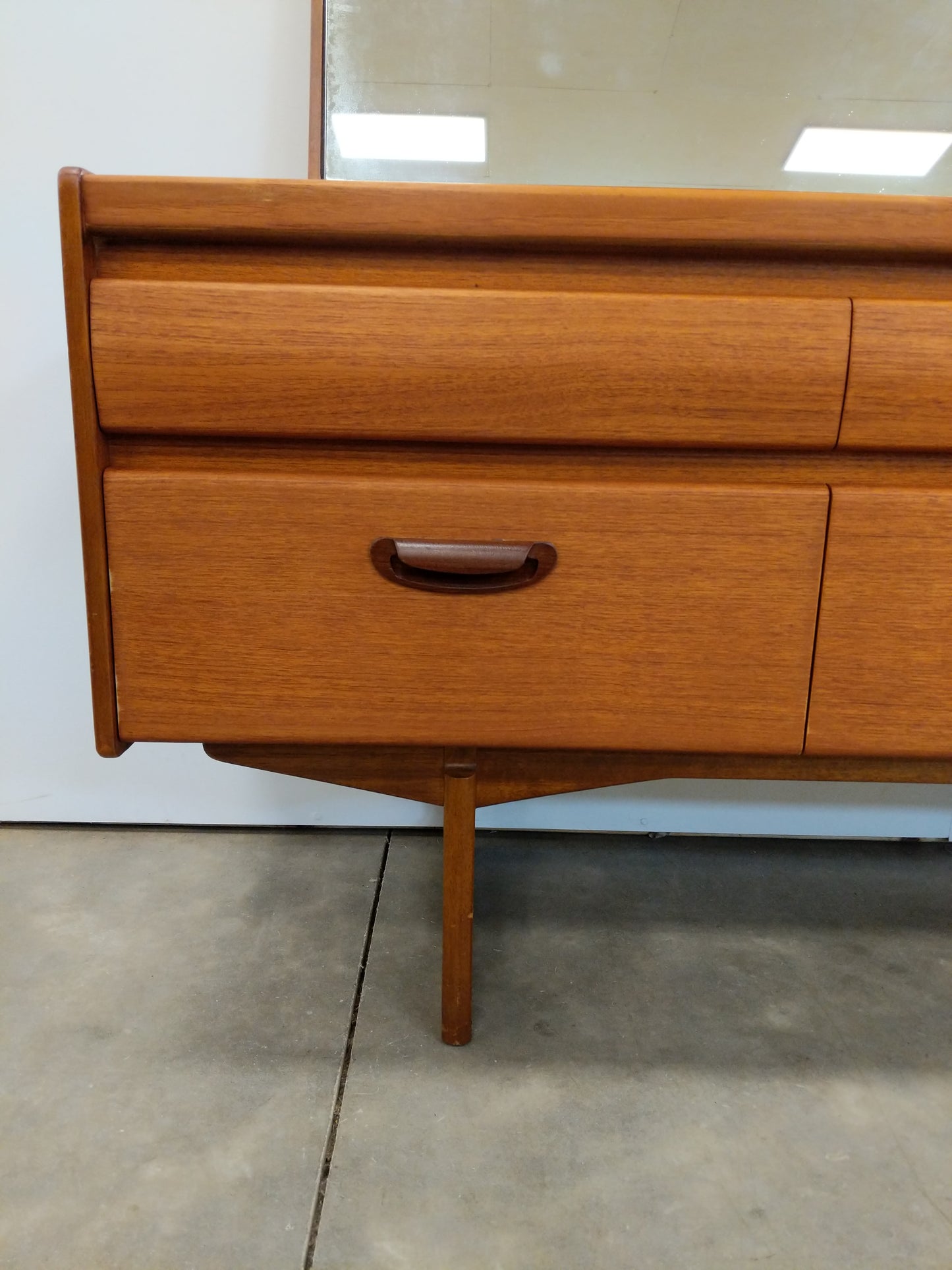 Vintage Mid Century Modern Teak Dressing Table / Dresser with Mirror by William Lawrence