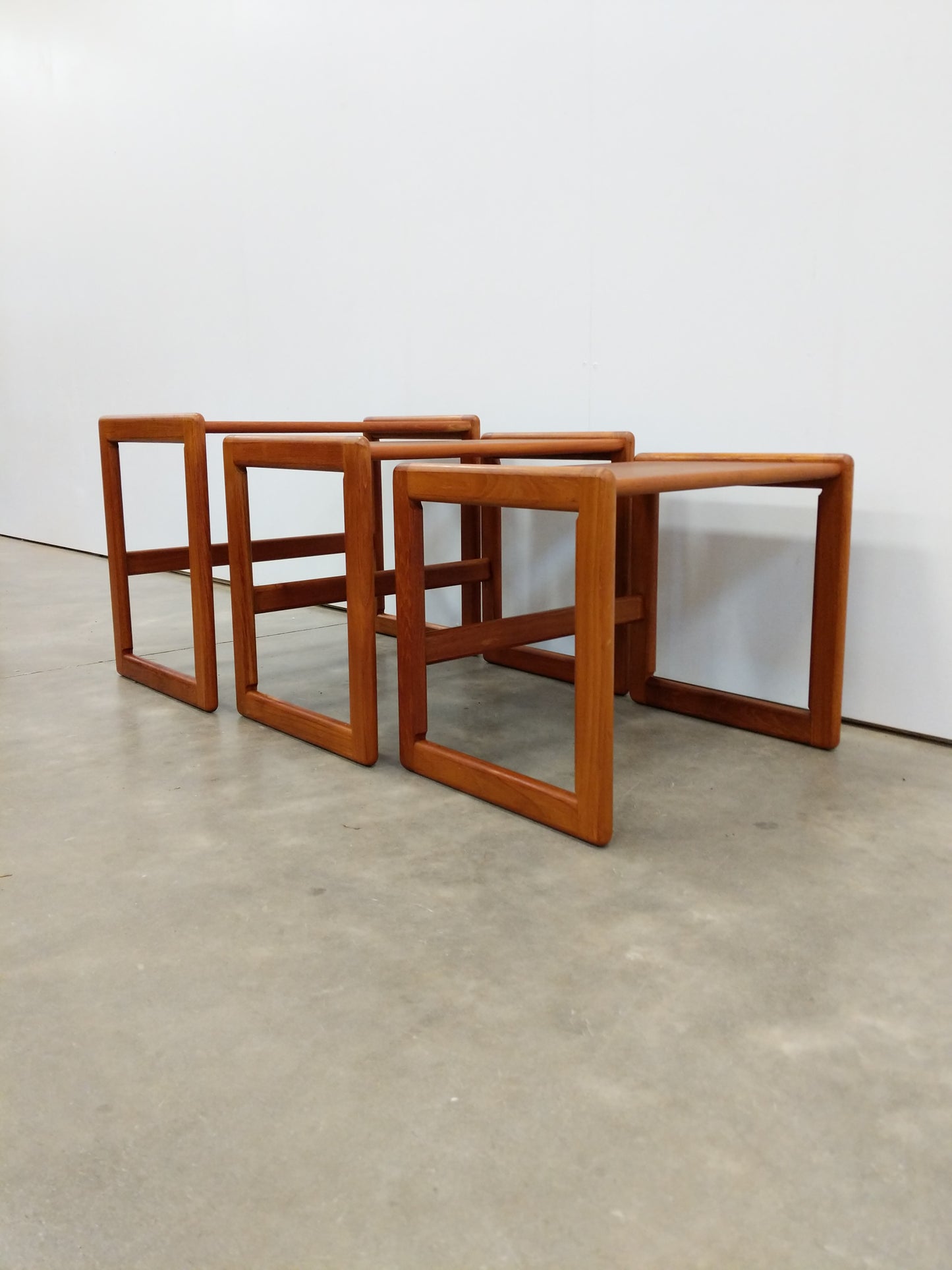 Set of Vintage Mid Century Modern Teak Nesting Tables by O'Donnell