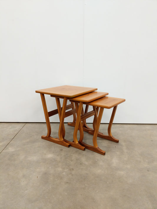 Set of Vintage Mid Century Modern Teak Nesting Tables by Parker Knoll