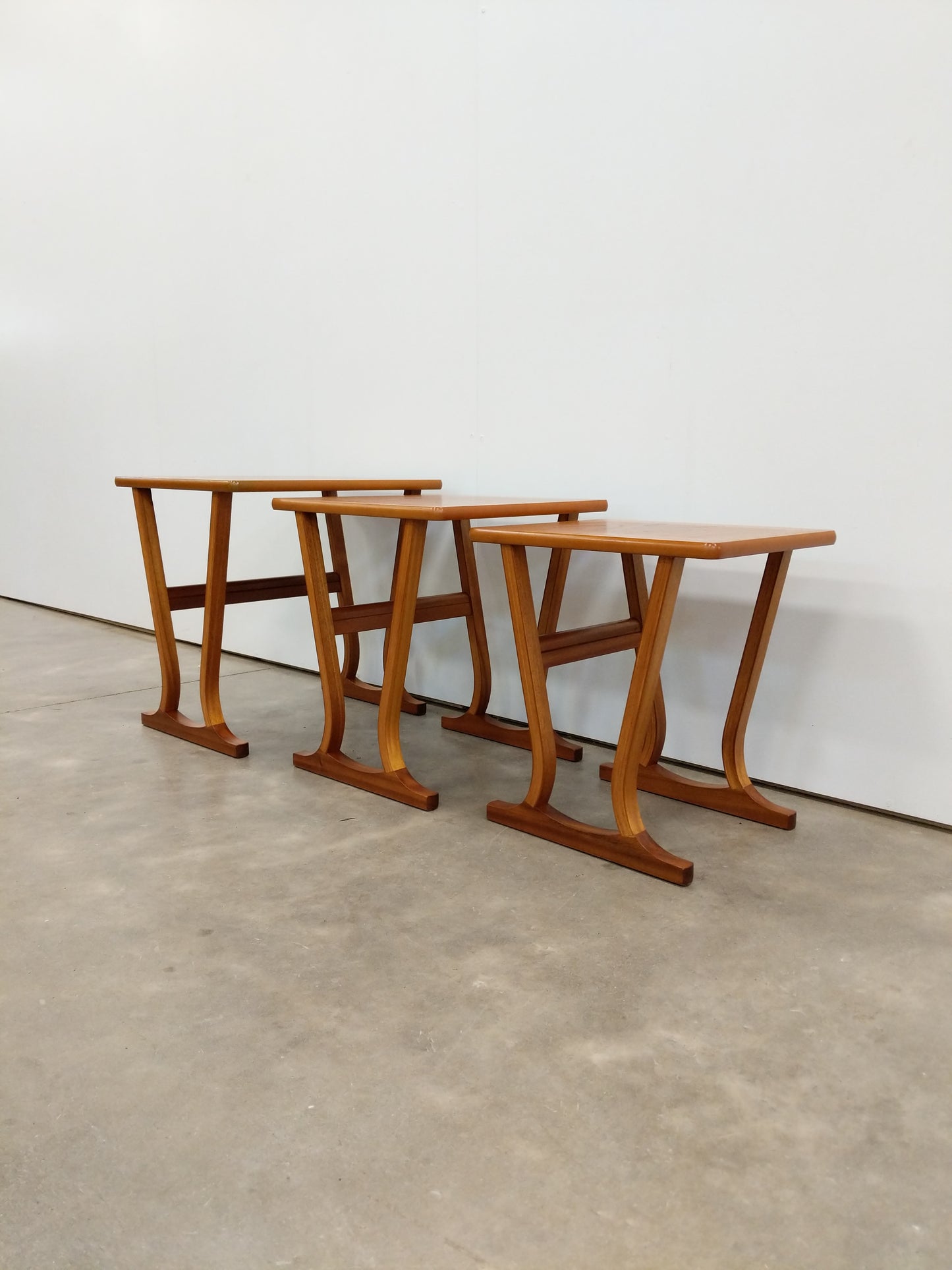 Set of Vintage Mid Century Modern Teak Nesting Tables by Parker Knoll