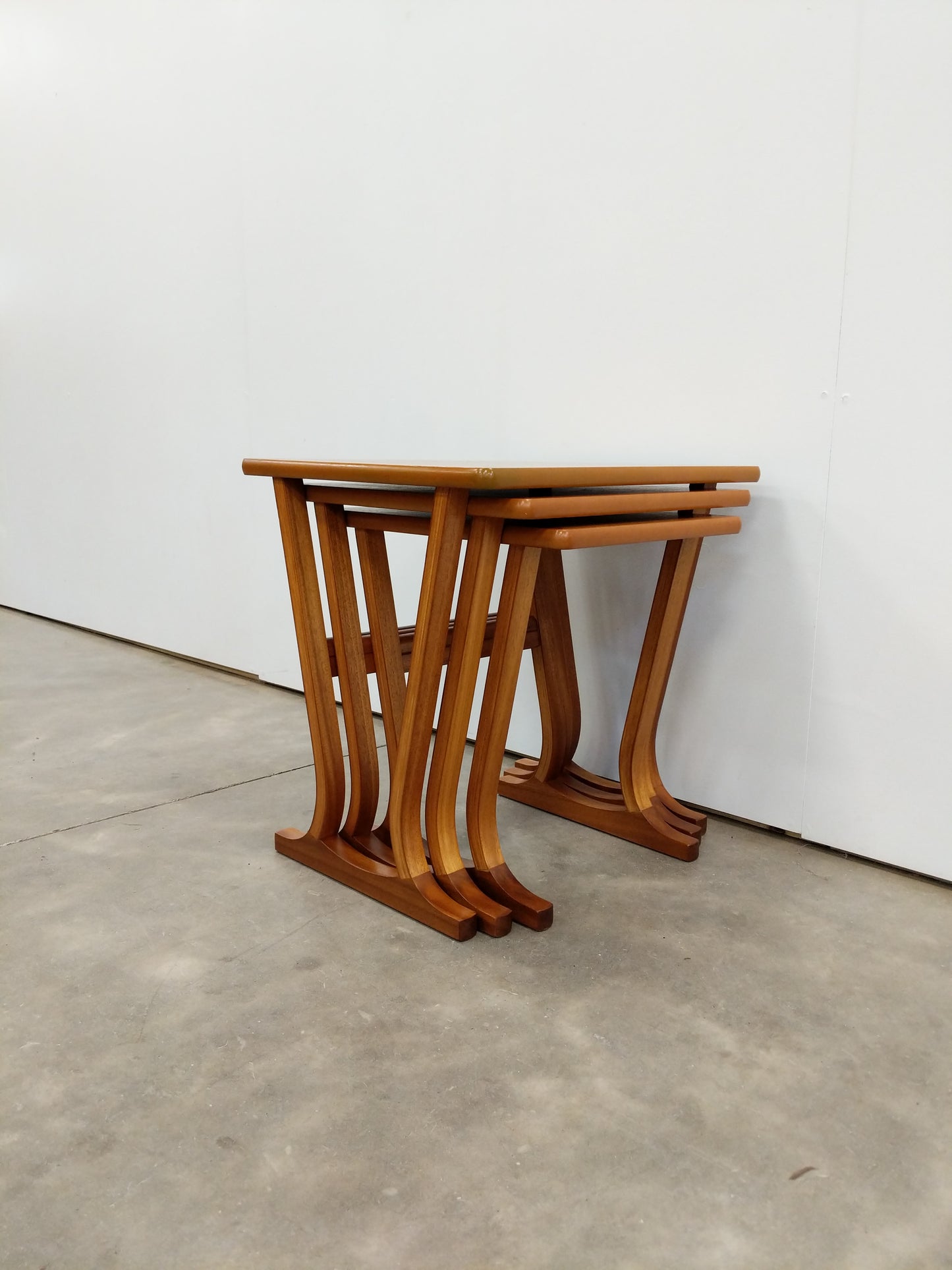 Set of Vintage Mid Century Modern Teak Nesting Tables by Parker Knoll