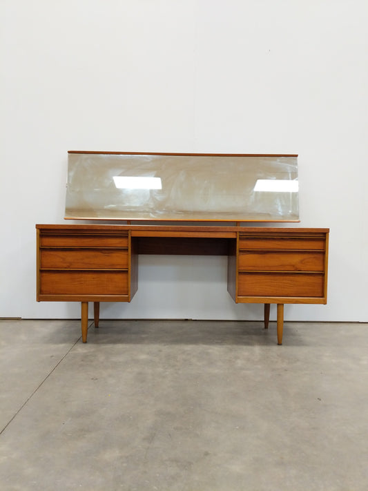 Vintage Mid Century Modern Teak Dressing Table / Desk with Mirror by Austinsuite