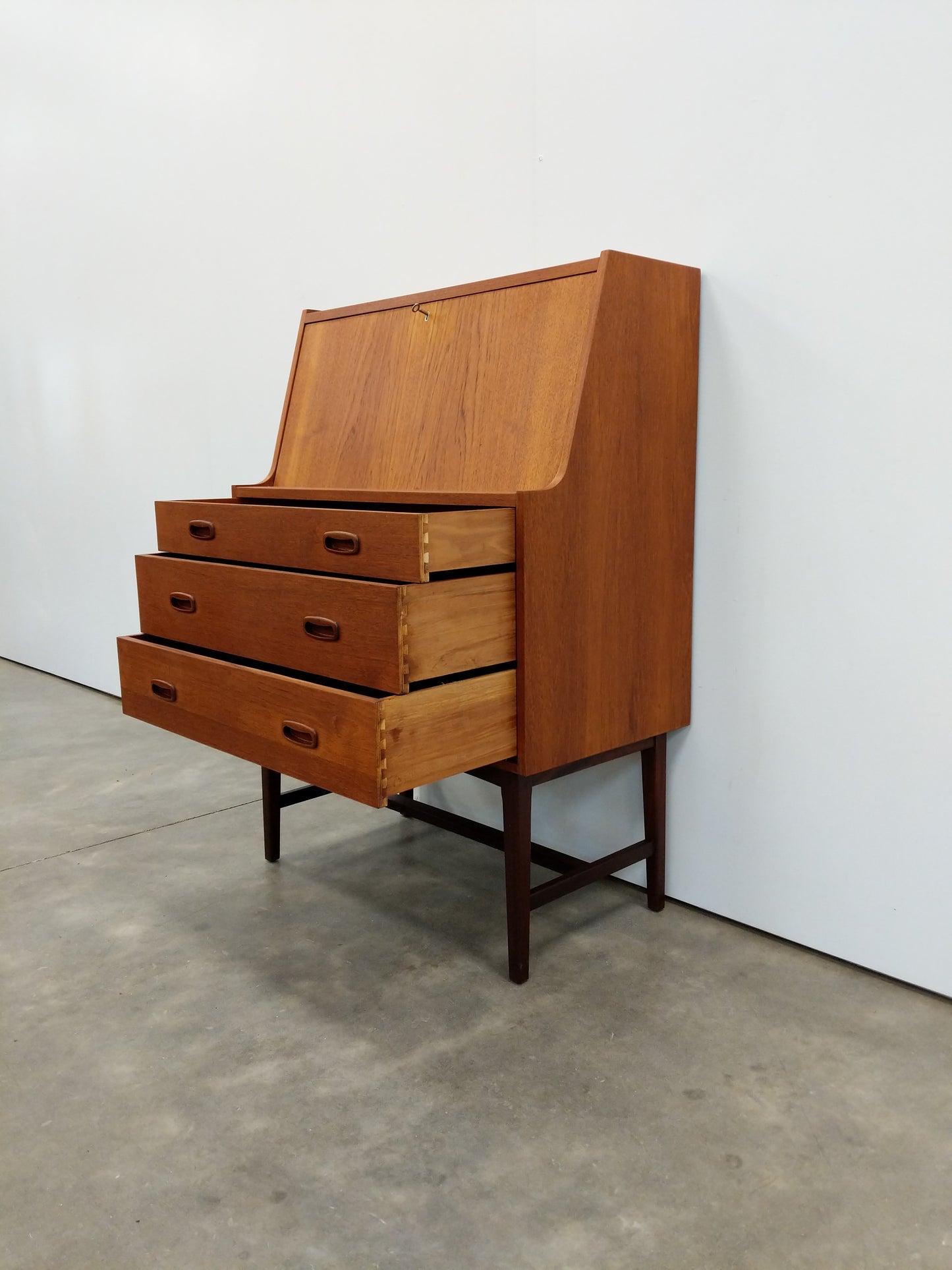 Vintage Mid Century Modern Teak Secretary Desk