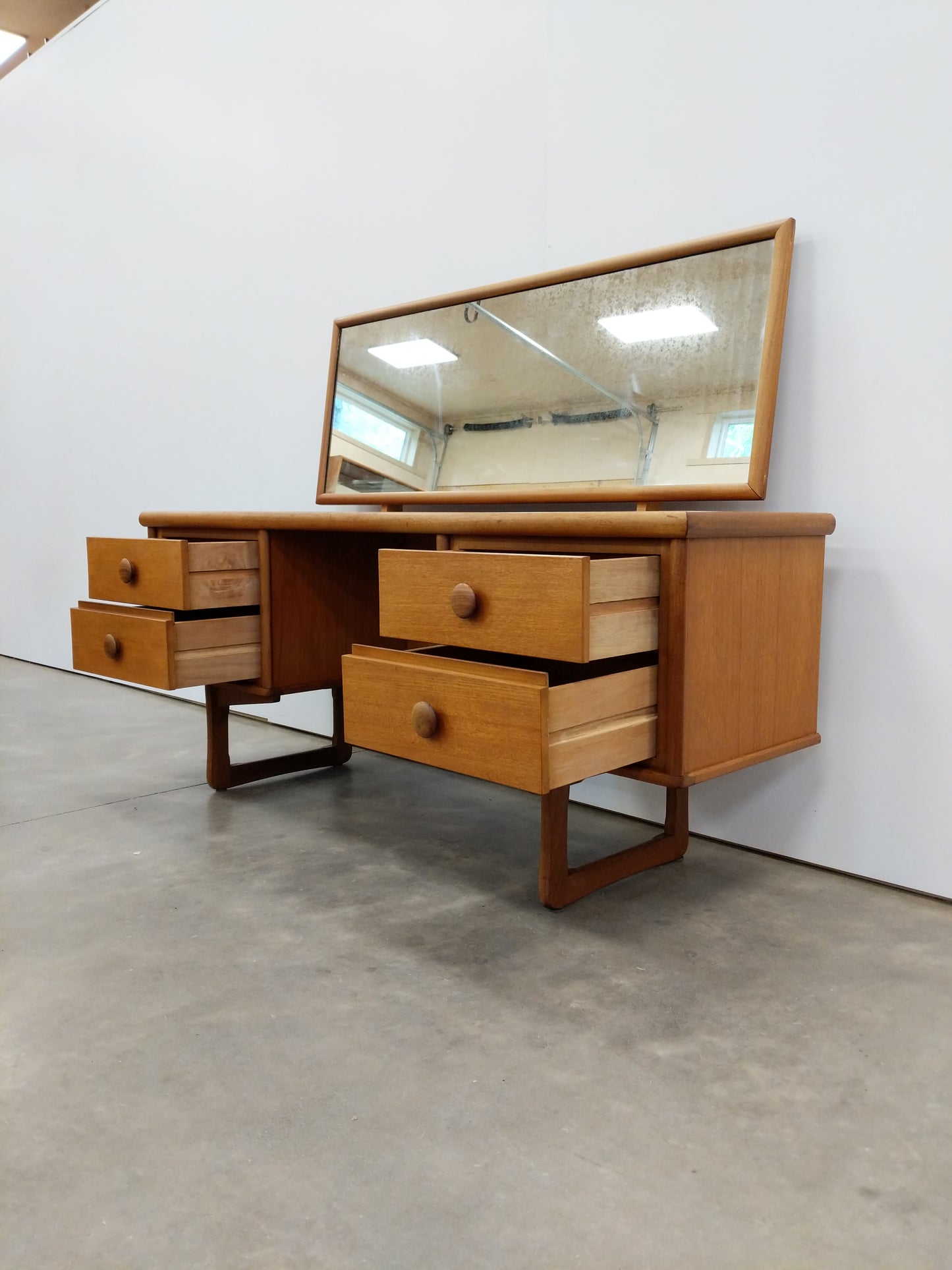 Vintage Mid Century Modern Teak Vanity Desk