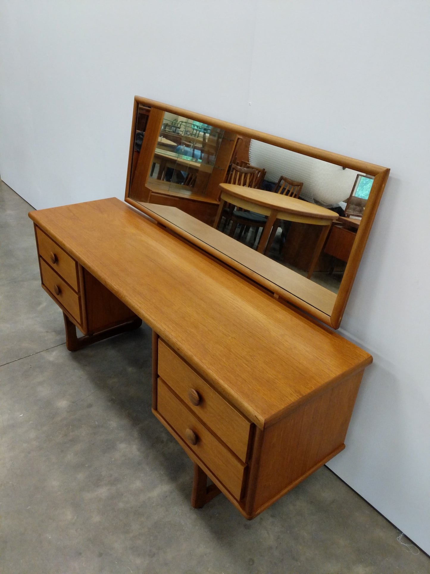 Vintage Mid Century Modern Teak Vanity Desk