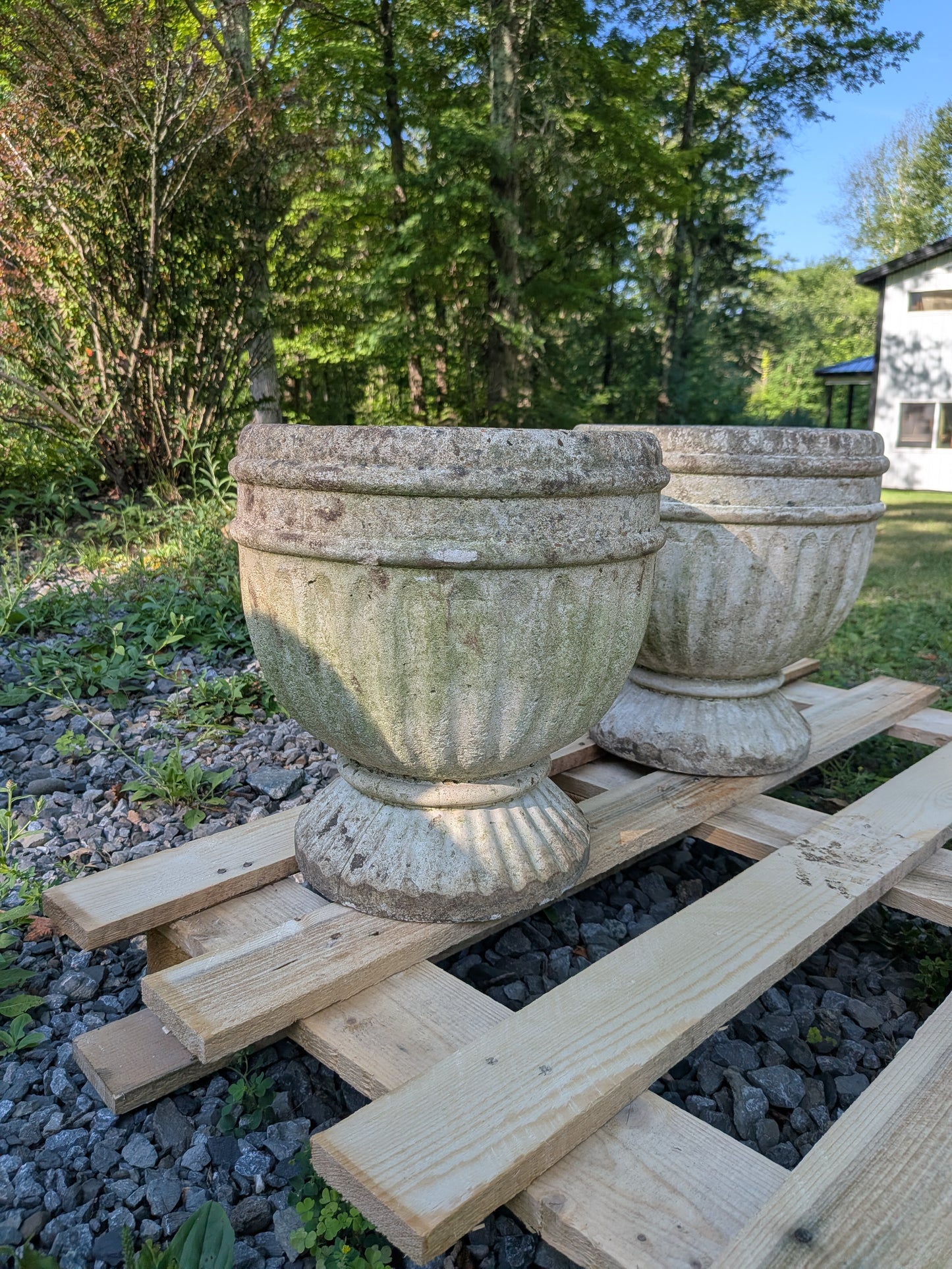 2 British Cast Stone Planters / Jardinieres