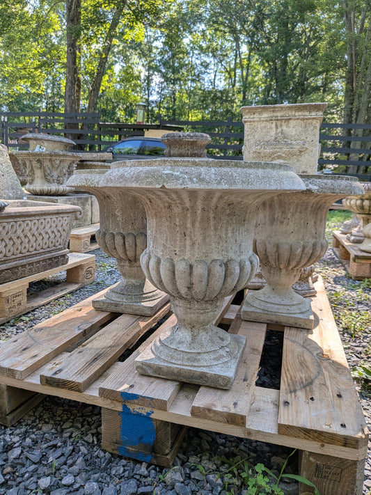 3 British Cast Stone Planters / Jardinieres
