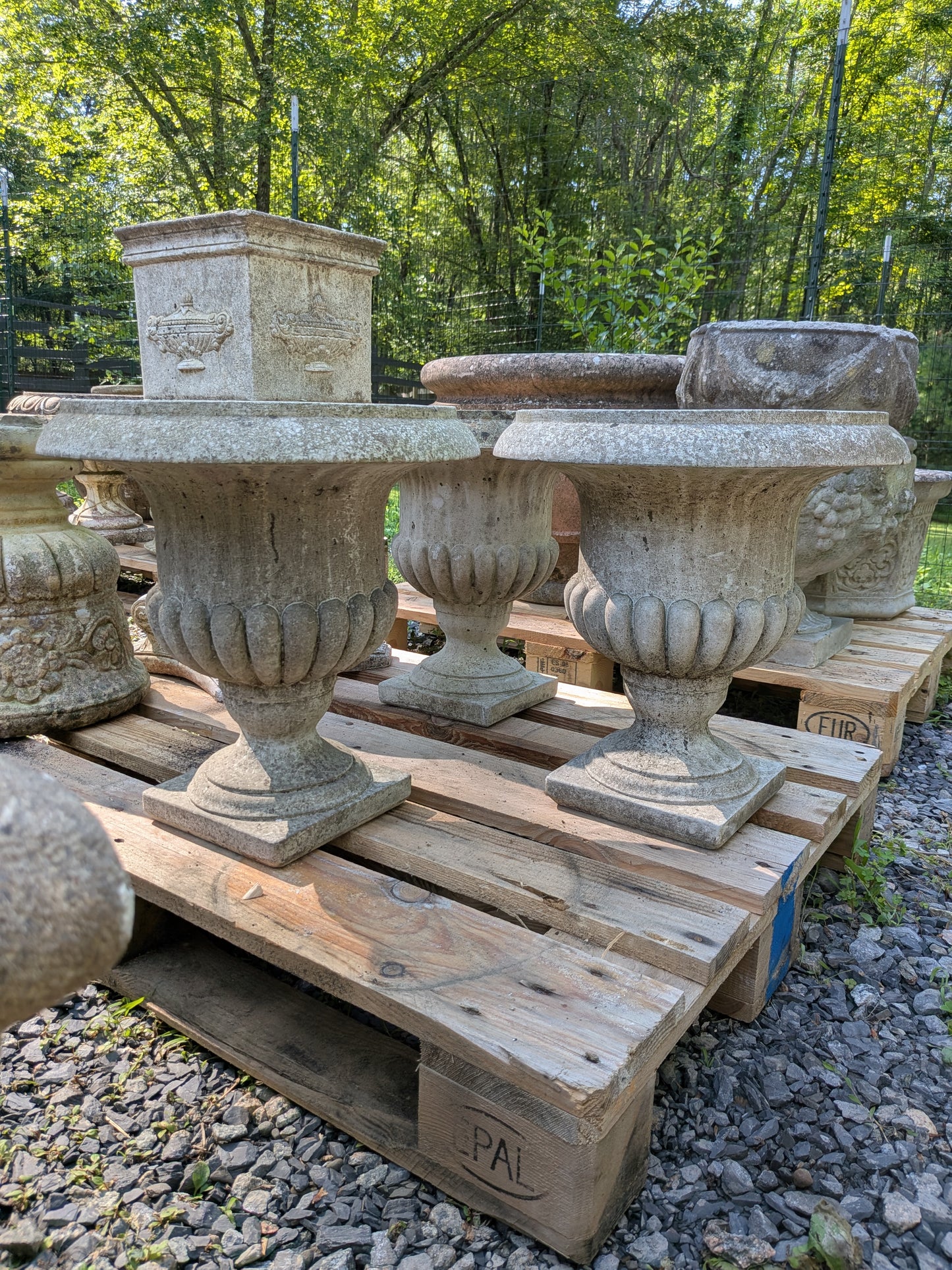 3 British Cast Stone Planters / Jardinieres