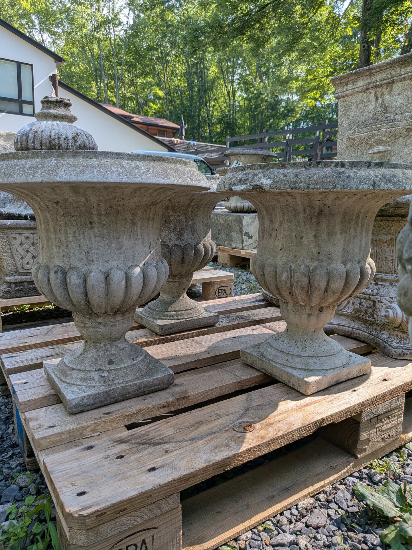 3 British Cast Stone Planters / Jardinieres