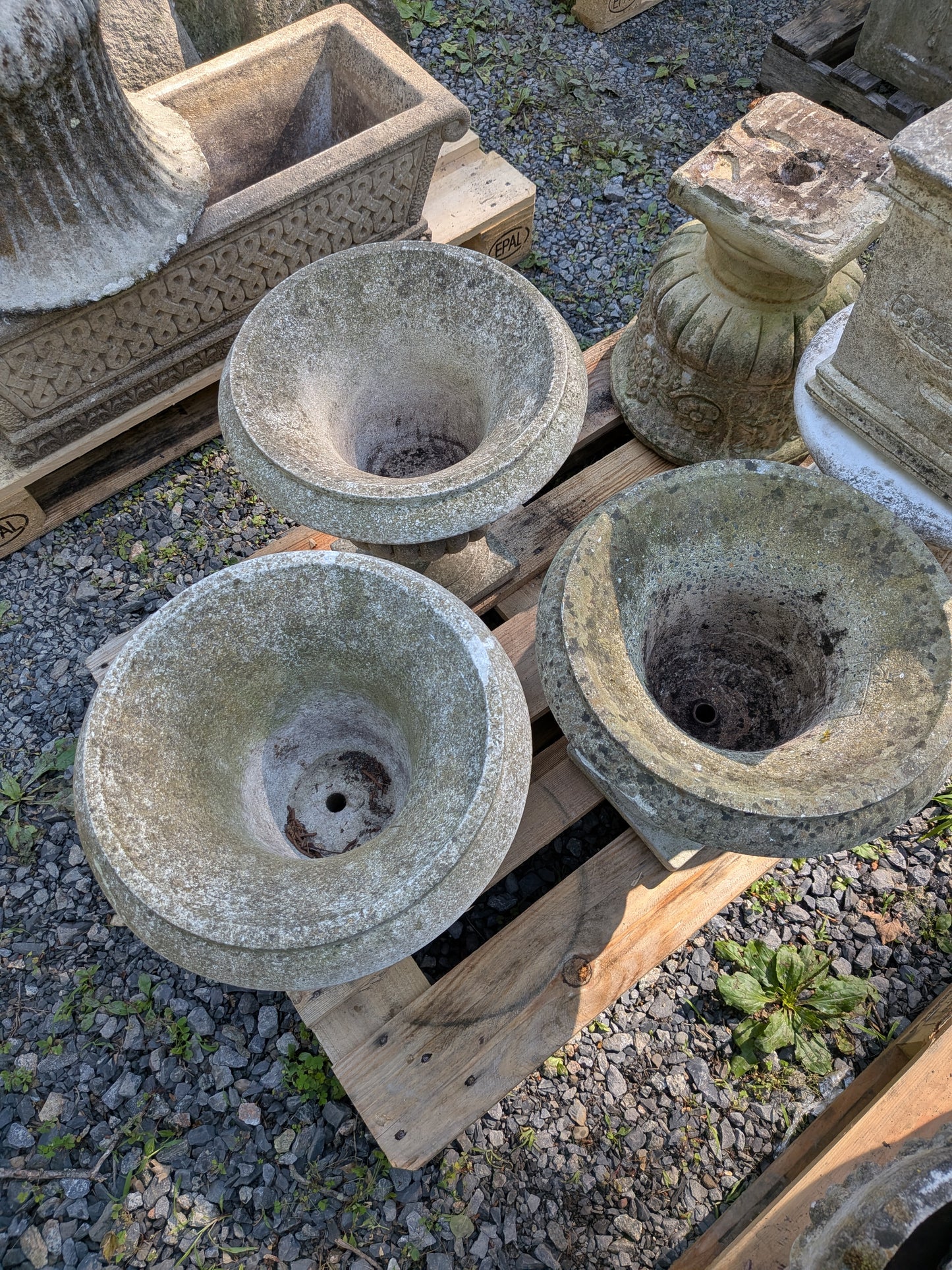 3 British Cast Stone Planters / Jardinieres