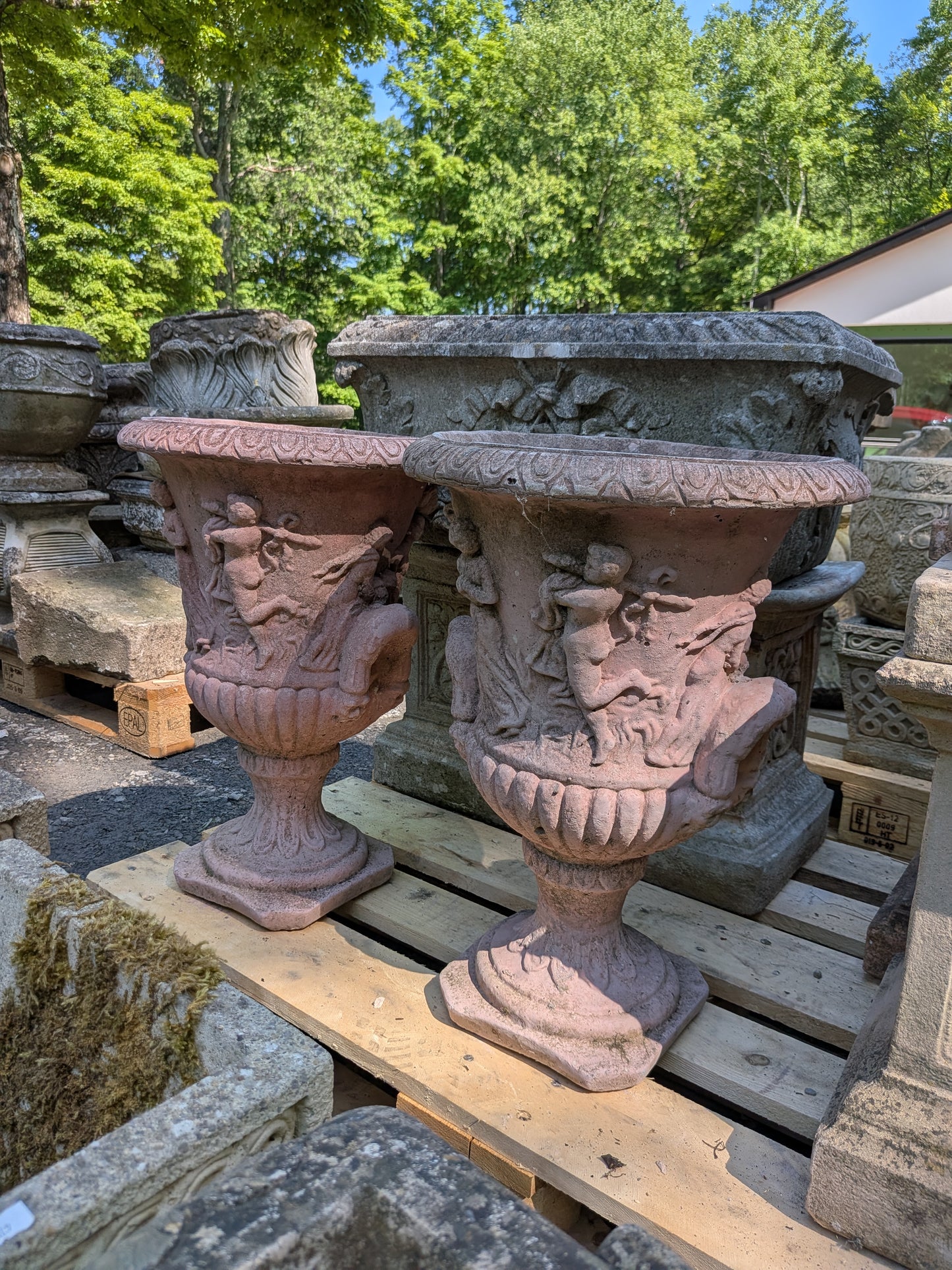 2 British Cast Stone Planters / Jardinieres