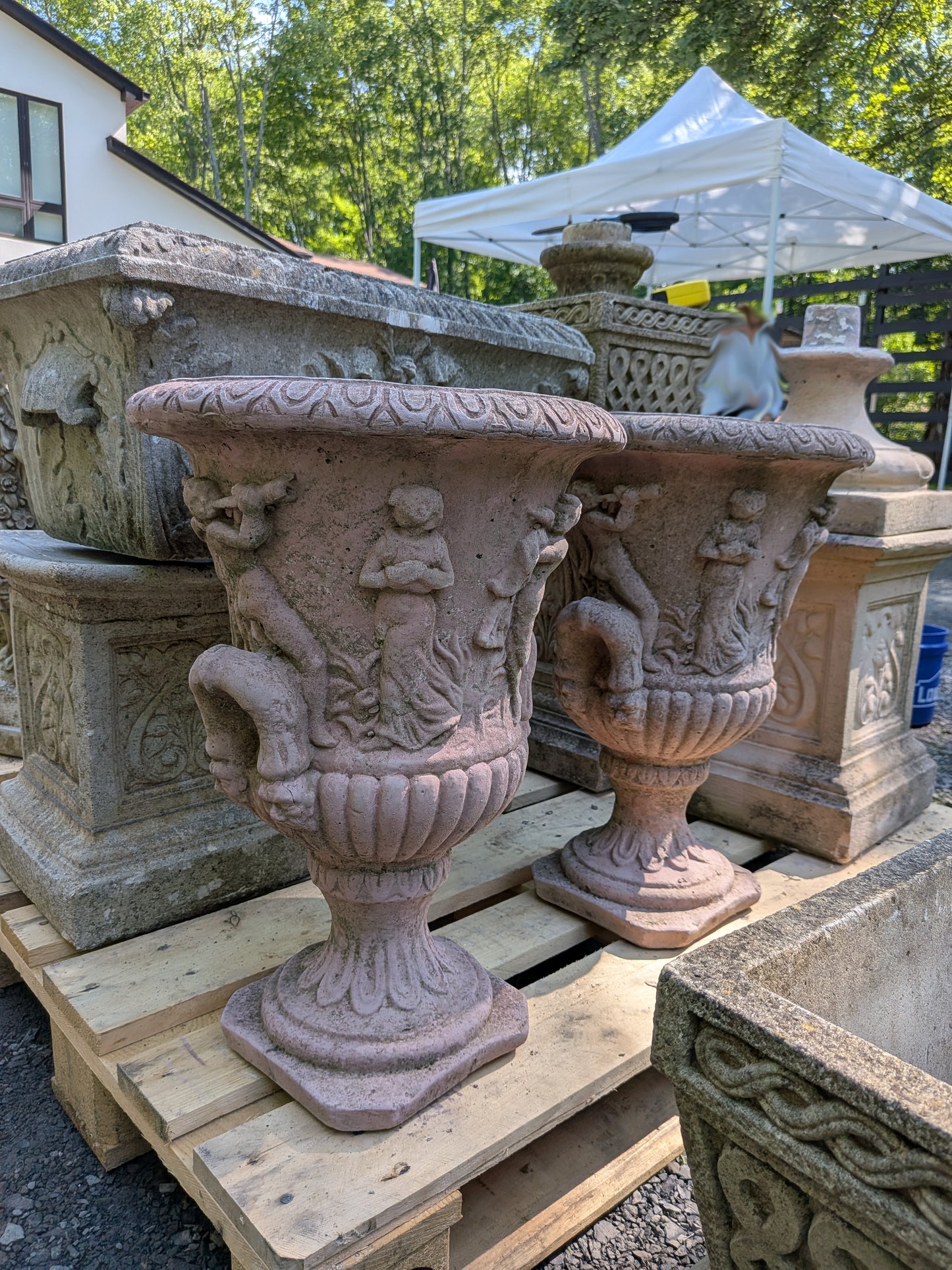 2 British Cast Stone Planters / Jardinieres